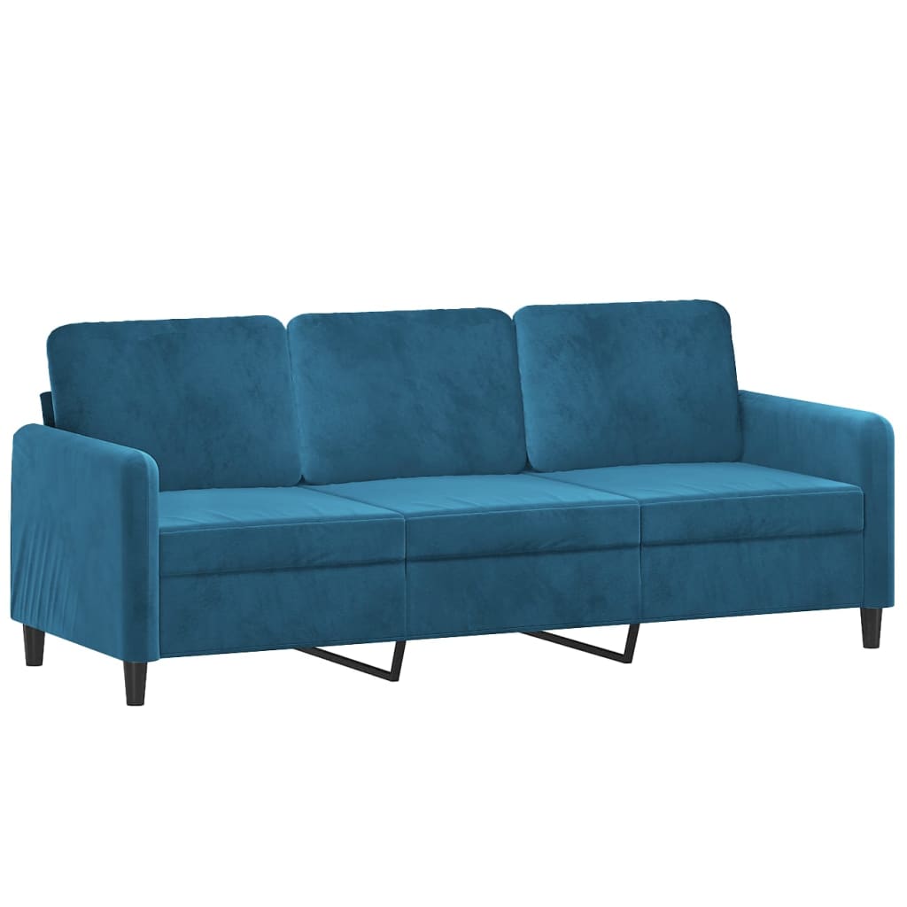Sofos komplektas su pagalvėmis, 2 dalių, mėlynas, aksomas