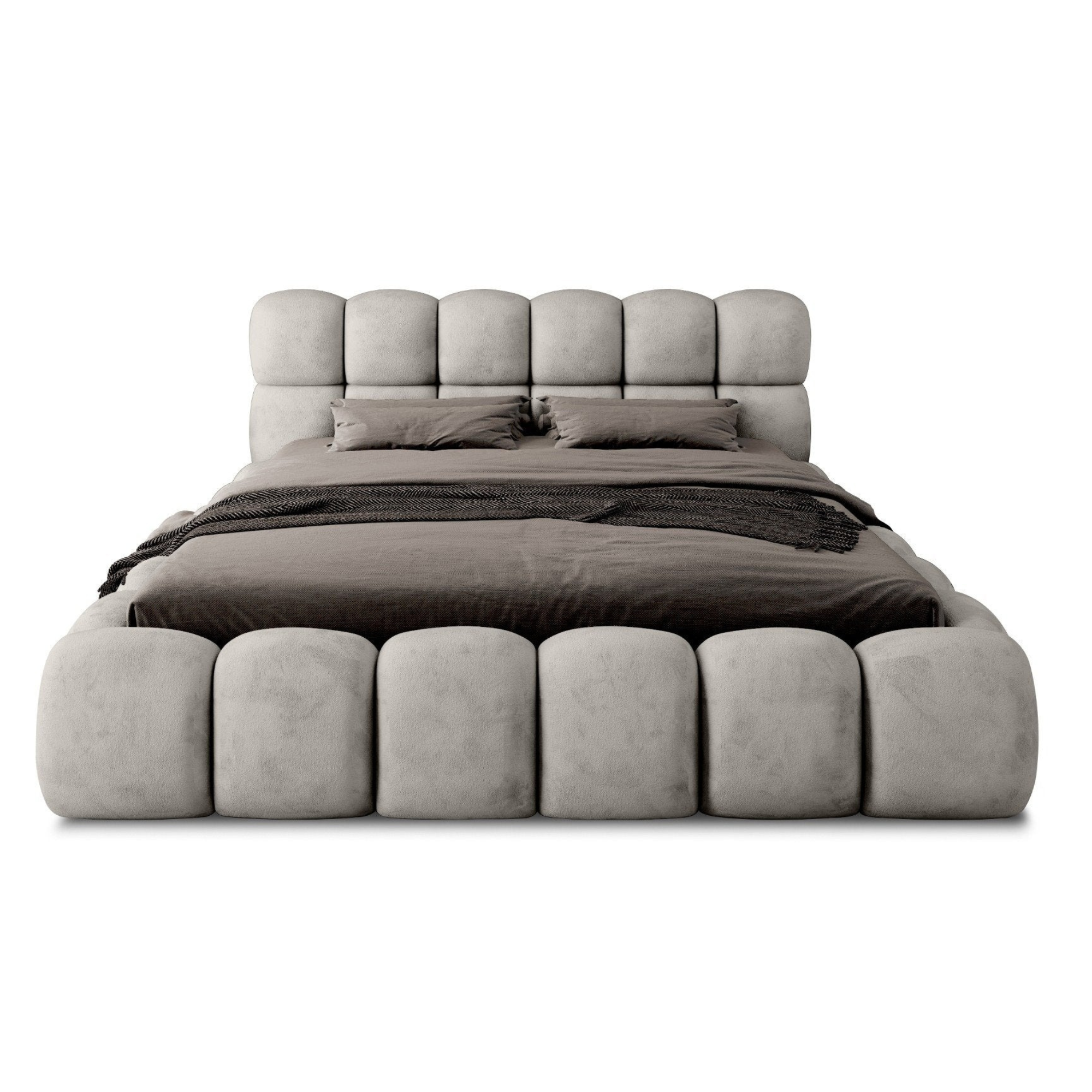 JASMIJA bedroom bed, light grey aphrodite