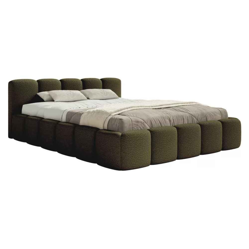 Miegamojo lova SOFTY LOW, alyvuogių boucle