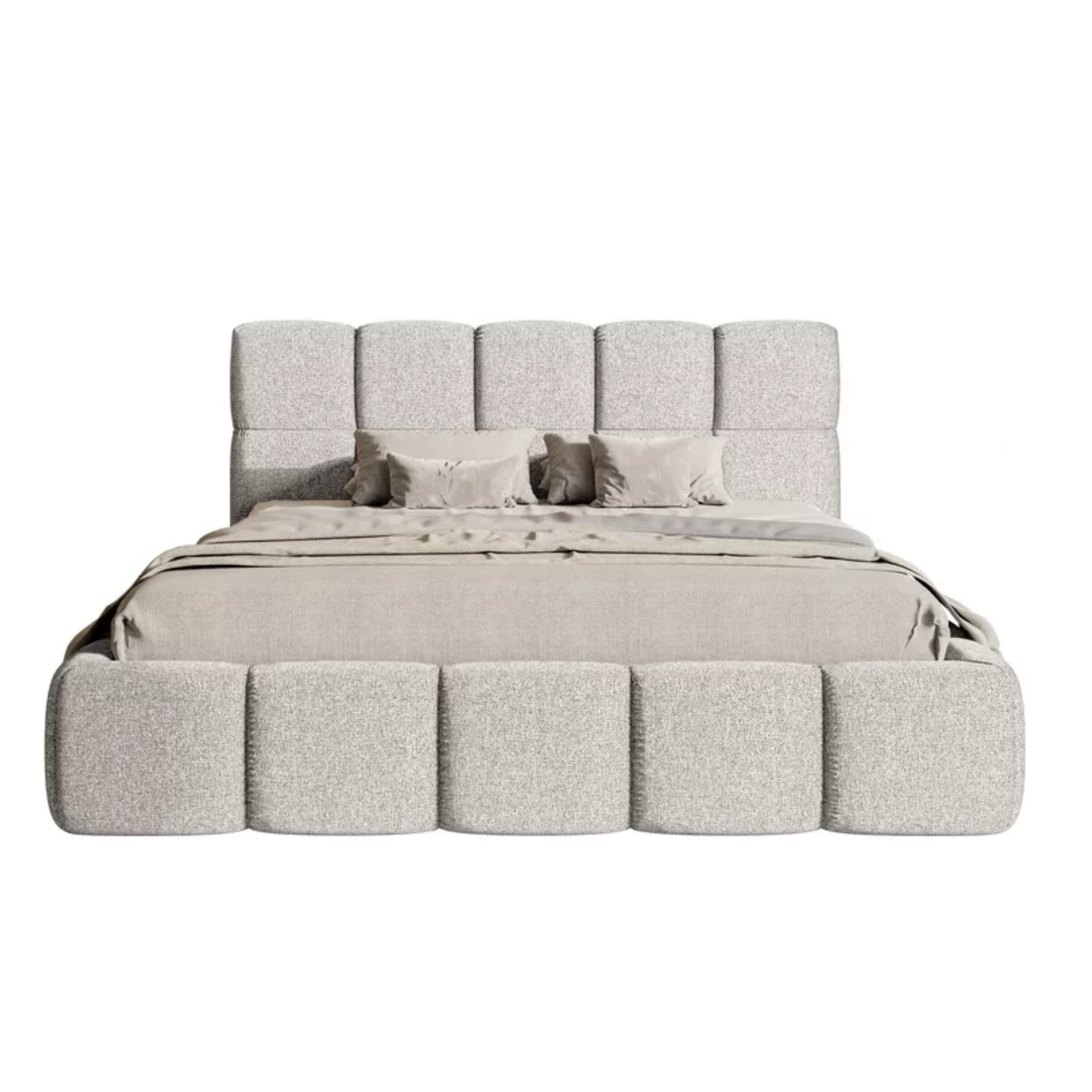 Bedroom bed SOFTY, light grey