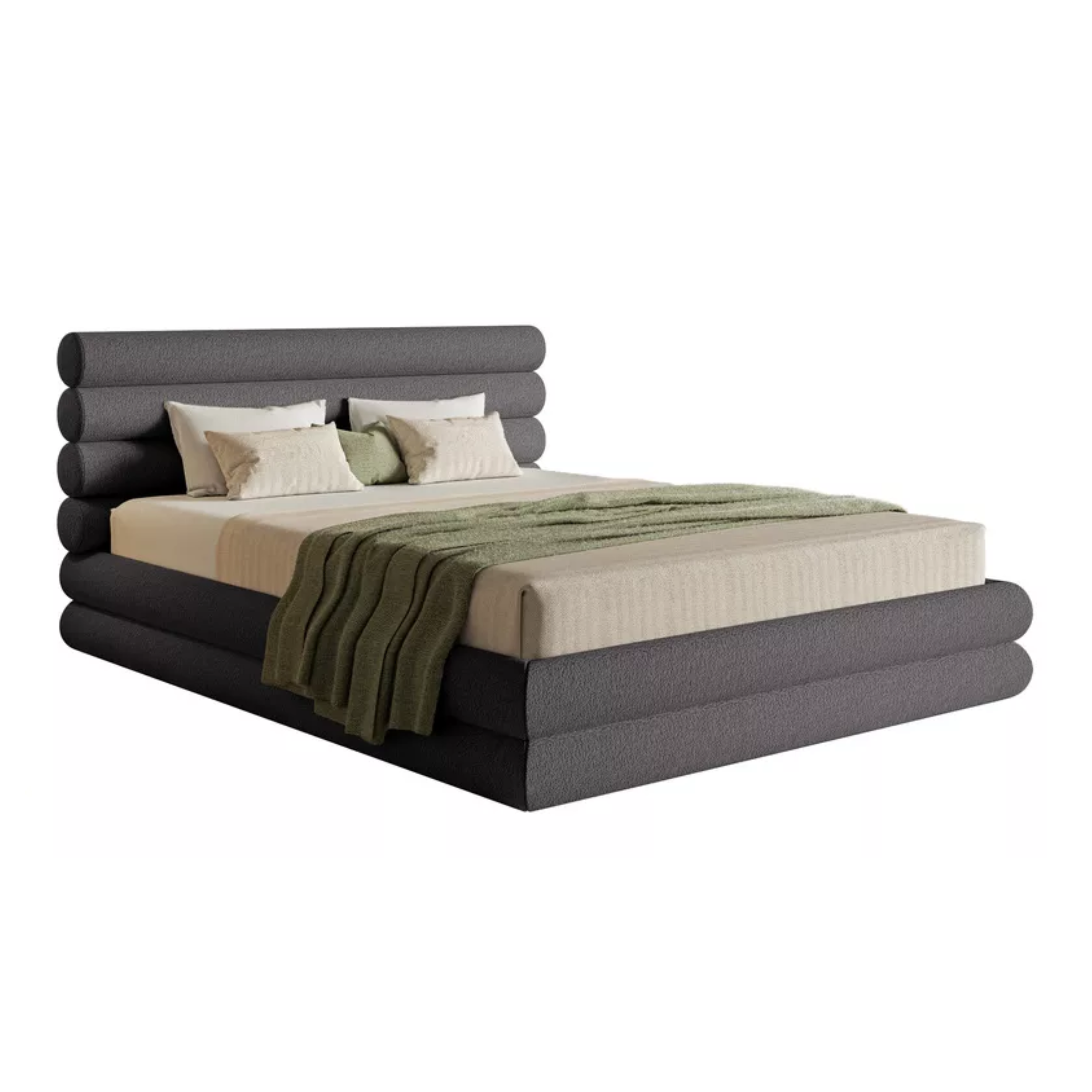 Lova CALENA, šviesiai pilka, su patalynės dėže