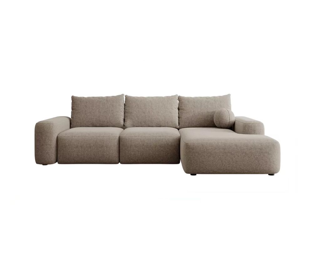 Kampinė sofa CARNOS, šviesiai rudos spalvos šenilas