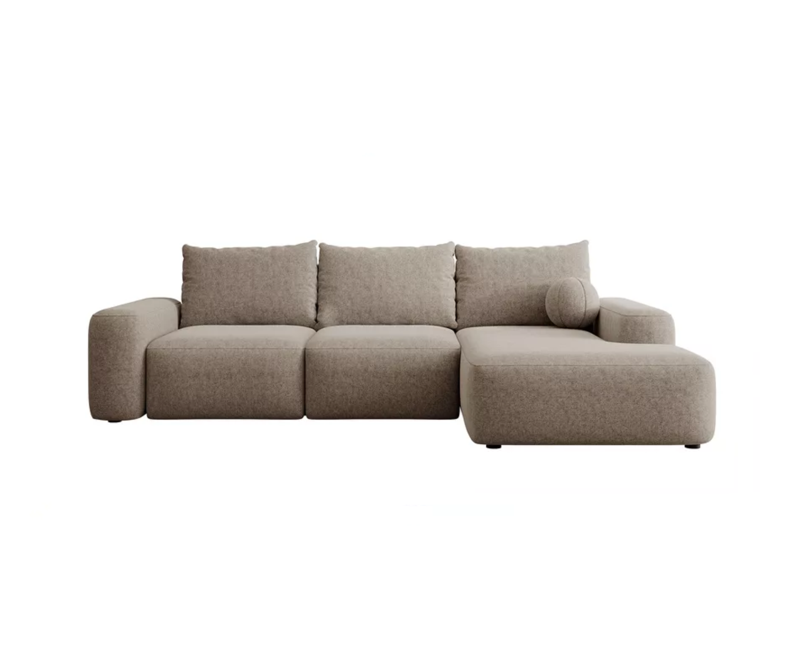 Kampinė sofa CARNOS, šviesiai rudos spalvos šenilas
