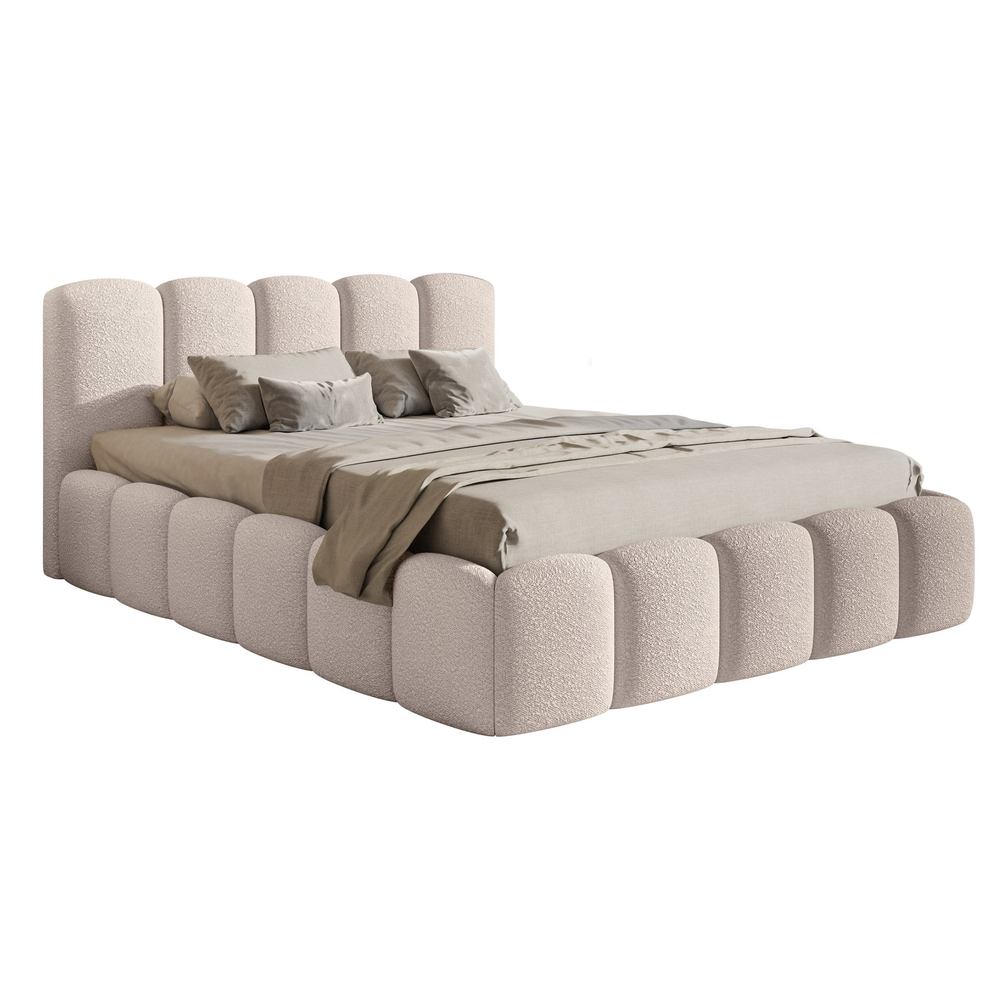 Miegamojo lova SOFTY II, šviesiai bežinė bouclé