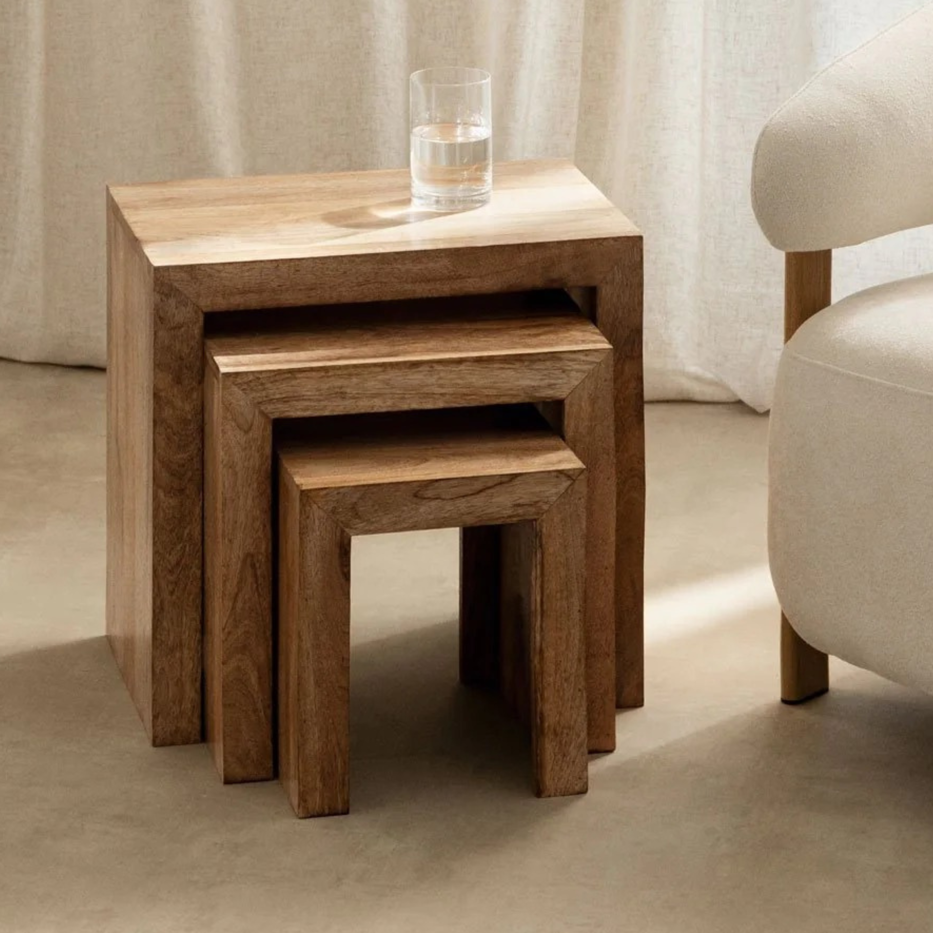 Staliukai ZENEINO 3 vnt., mango mediena