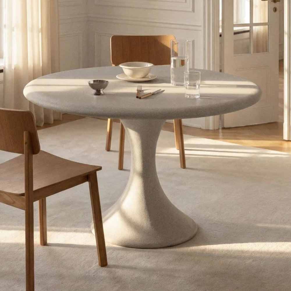 Valgomojo stalas ARVUERO Ø120 cm, cementas