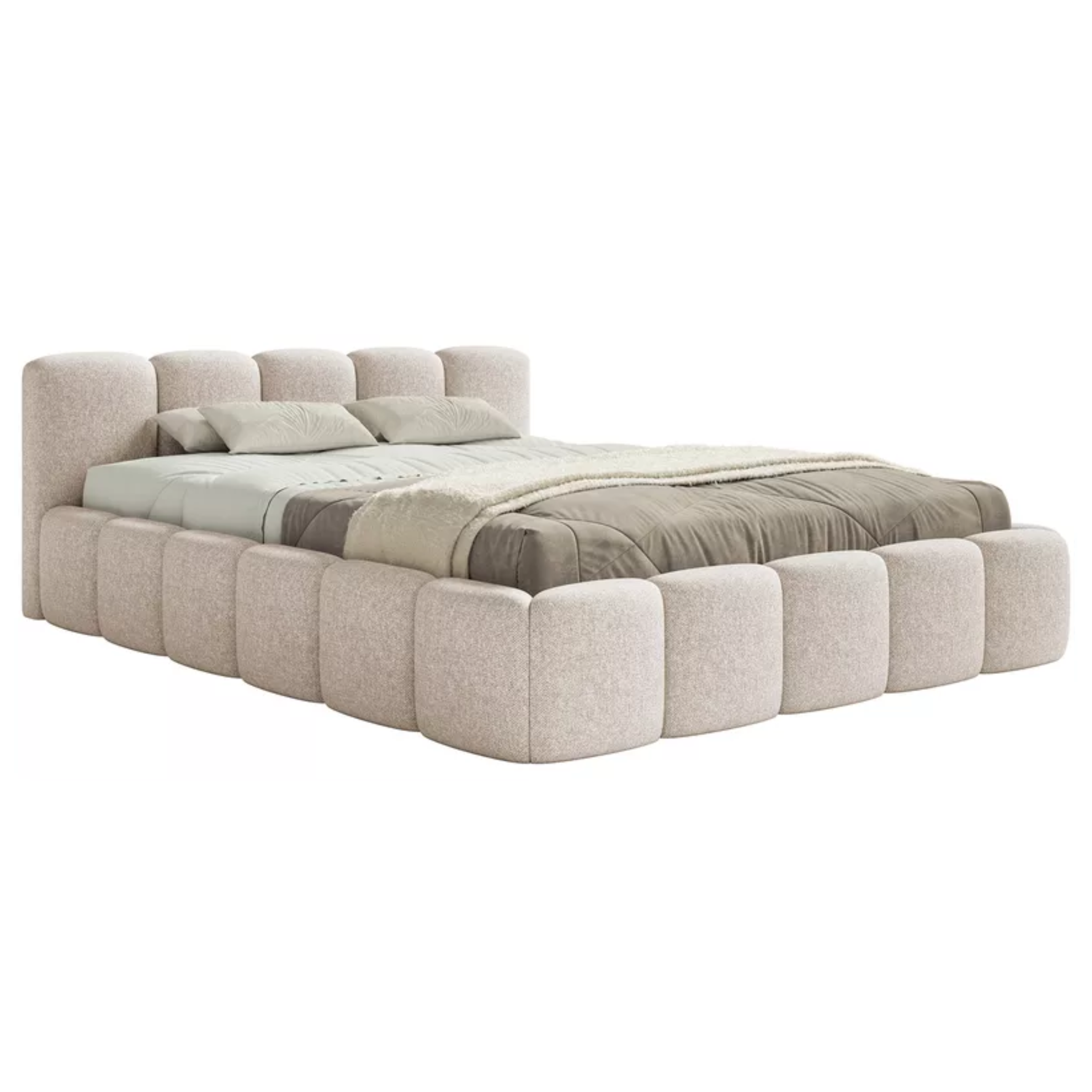 Bedroom bed SOFTY LOW, light beige