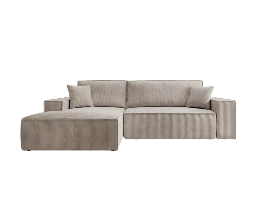 Corner sofa Fernando, corduroy fabric, sand color