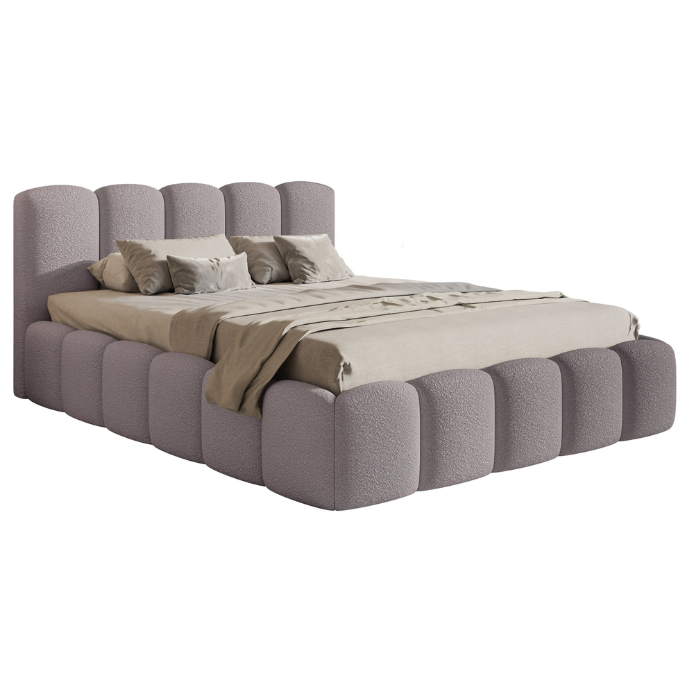 Miegamojo lova SOFTY II, pilkšvai ruda bouclé