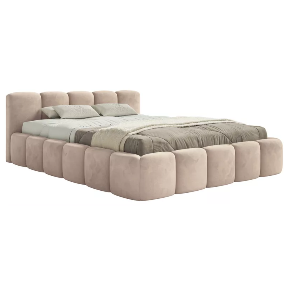 Miegamojo lova SOFTY LOW, smėlinis veliūras