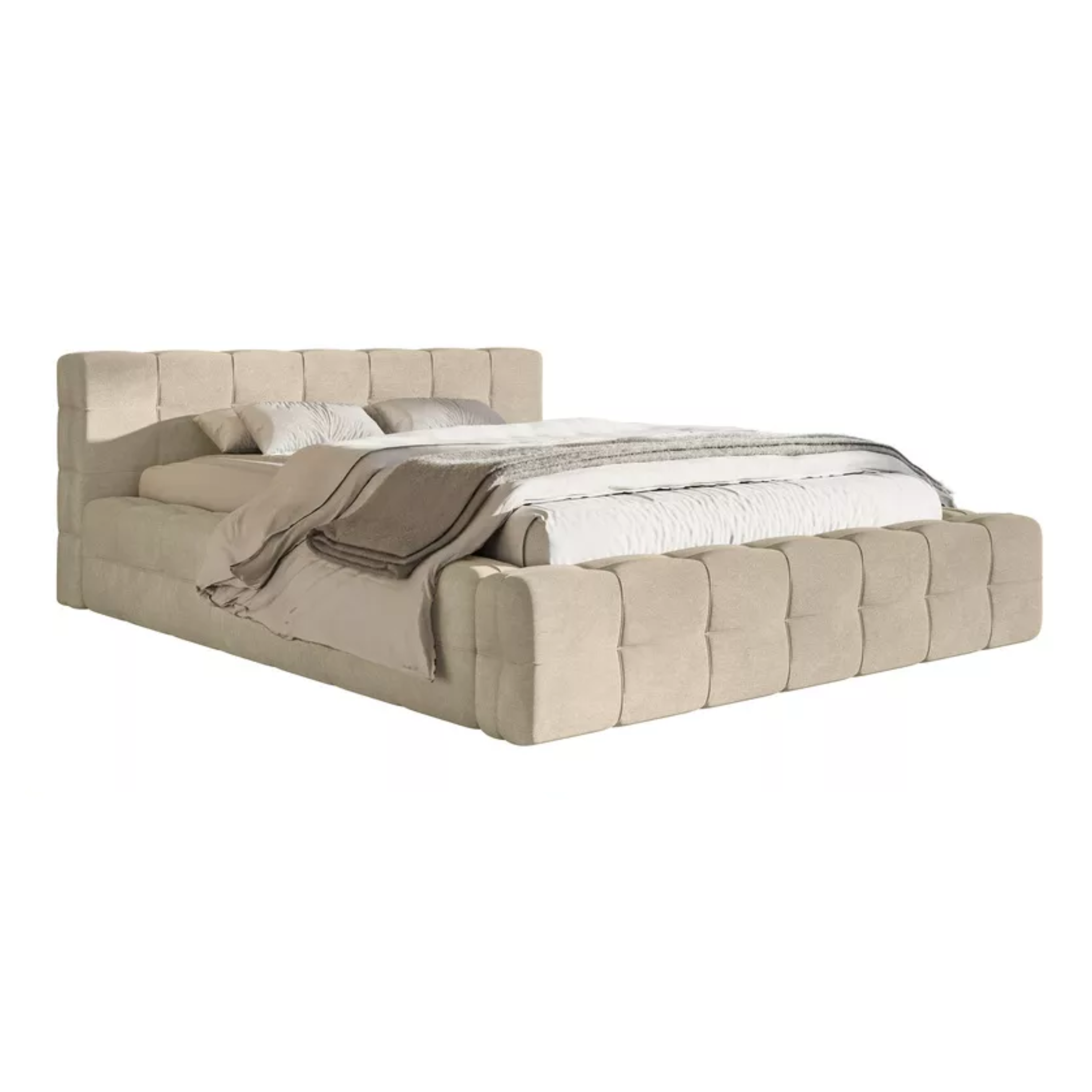 Bed JULIETTE, sand, with bedding storage