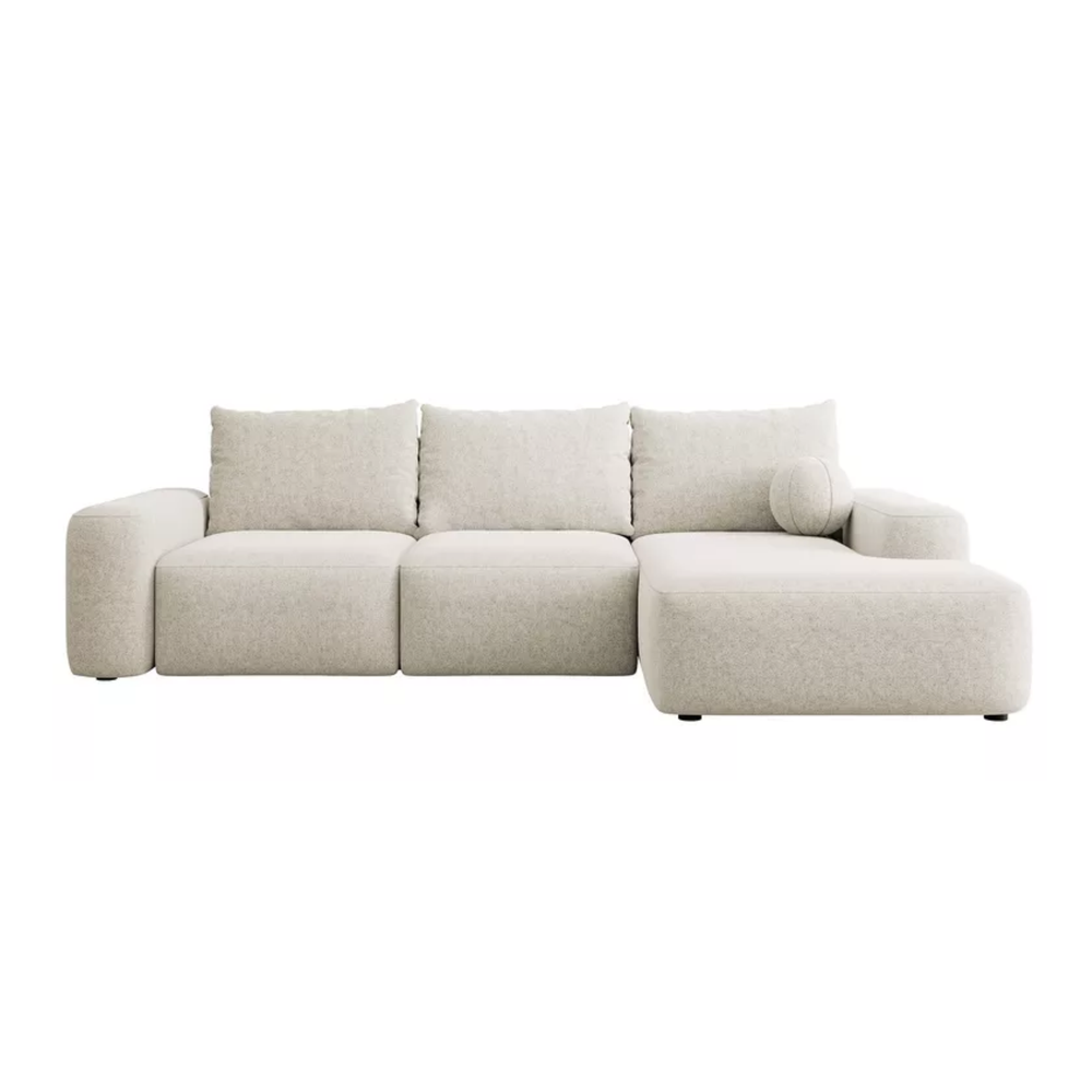 Kampinė sofa CARNOS, kreminės spalvos šenilas