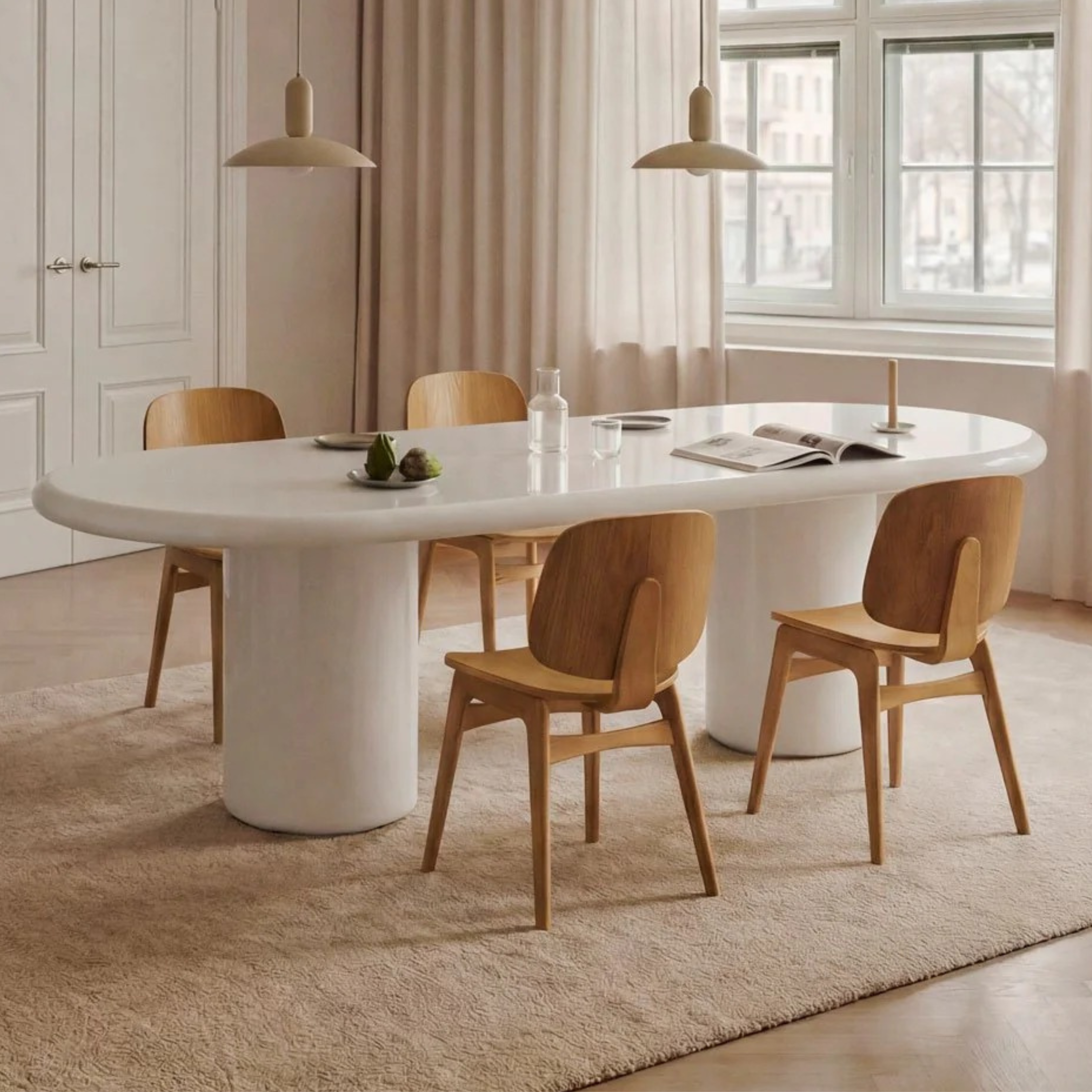 Valgomojo stalas SARUARO 260x110 cm, cementas