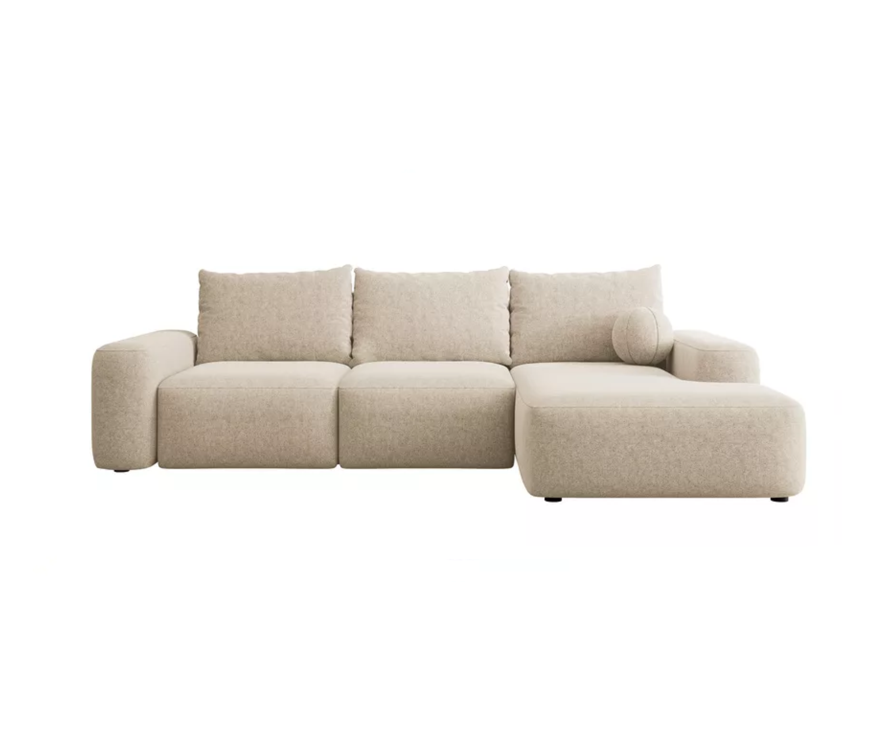 Kampinė sofa CARNOS, bežinės spalvos šenilas