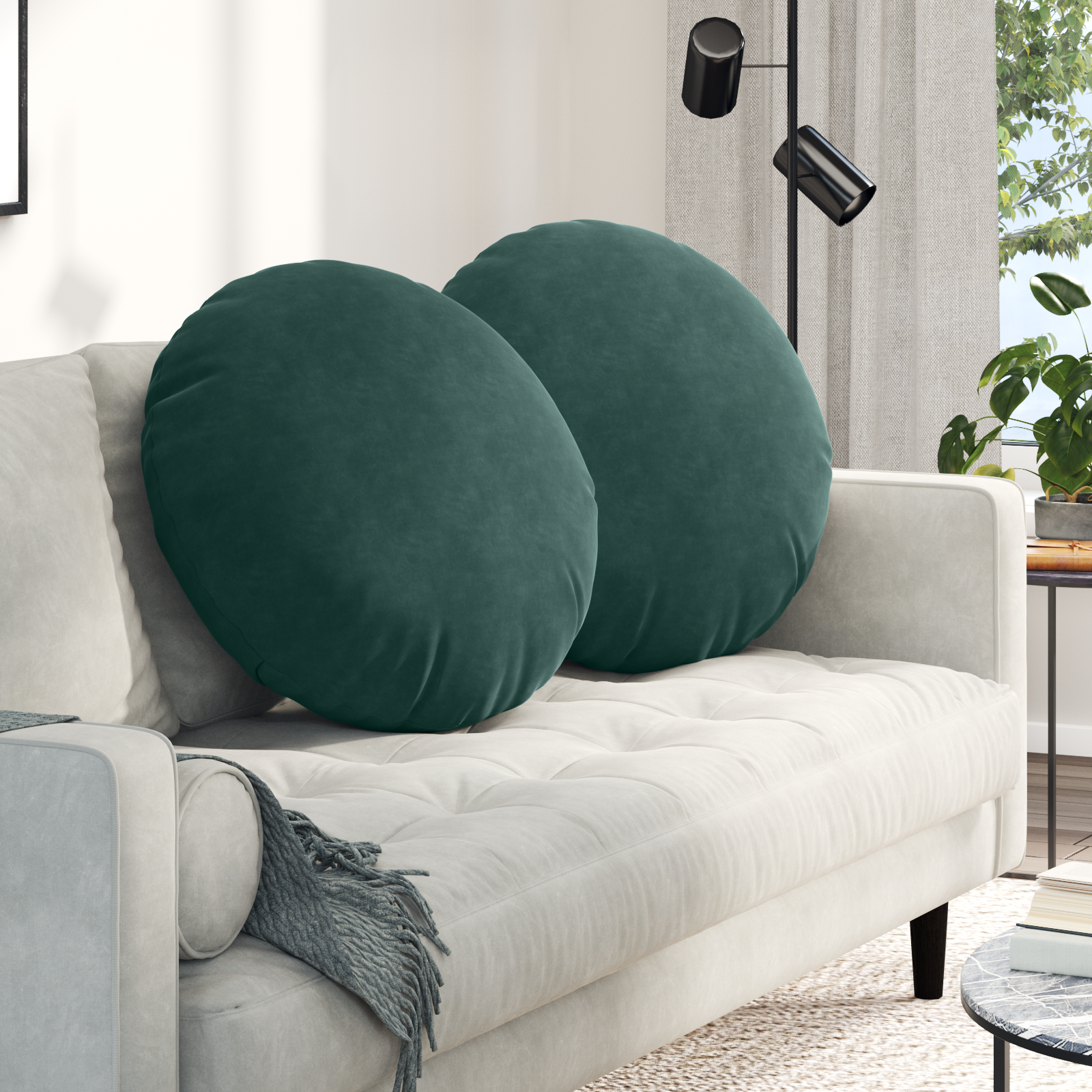Sėdynių pagalvėlės 2 pcs Tamsiai žalia Ø80 x 29 cm Aksomas