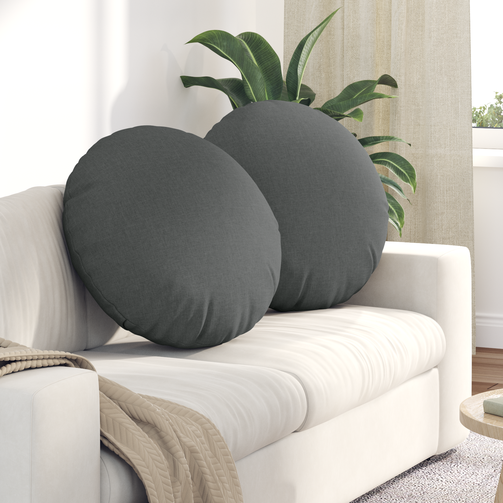 Sėdynių pagalvėlės 2 pcs Tamsiai pilka Ø80 x 29 cm audinys