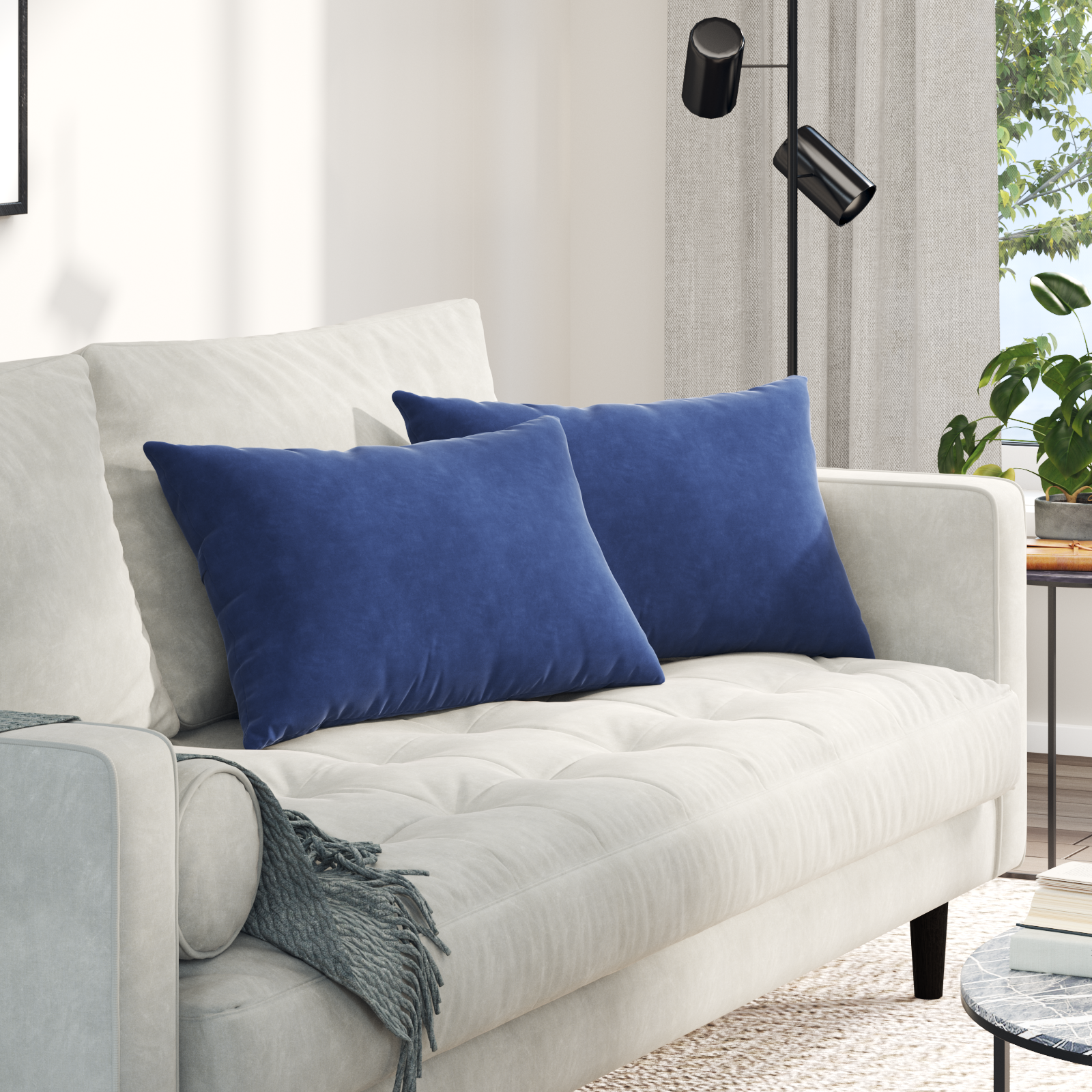 Sofa Pillows 2 pcs Police blue 60 x 40 cm