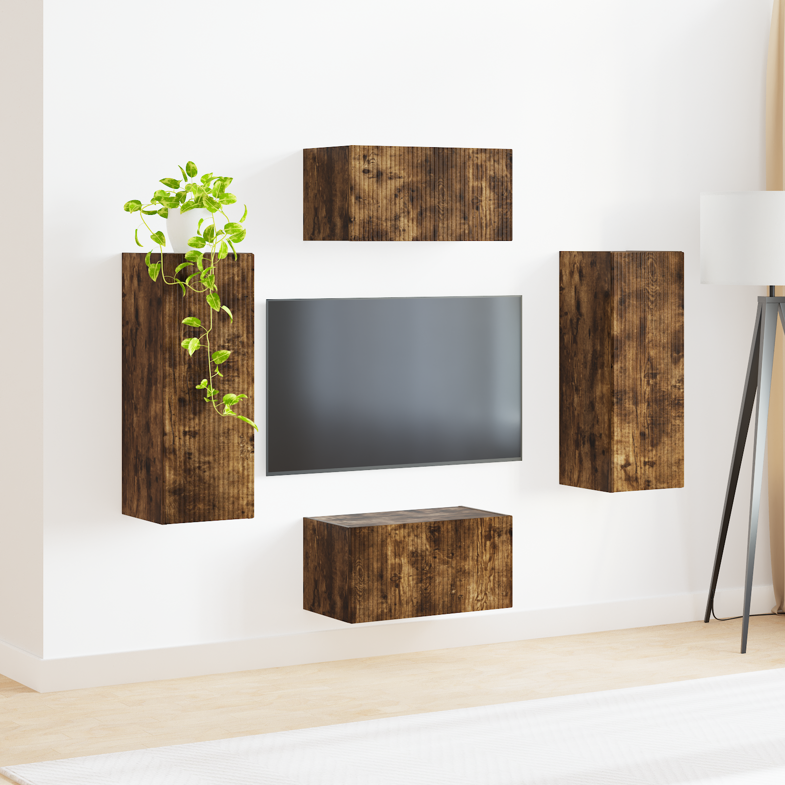 TV Cabinet Set 2 pcs Smoked Oak Engineered Wood