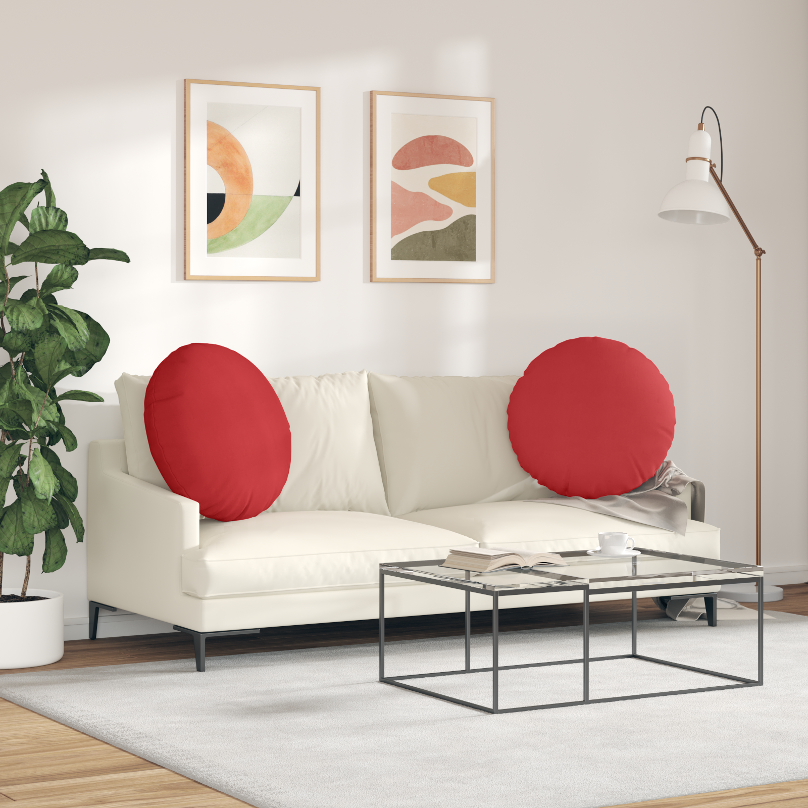 Sėdynių pagalvėlės 2 pcs Raudona Ø80 x 29 cm audinys
