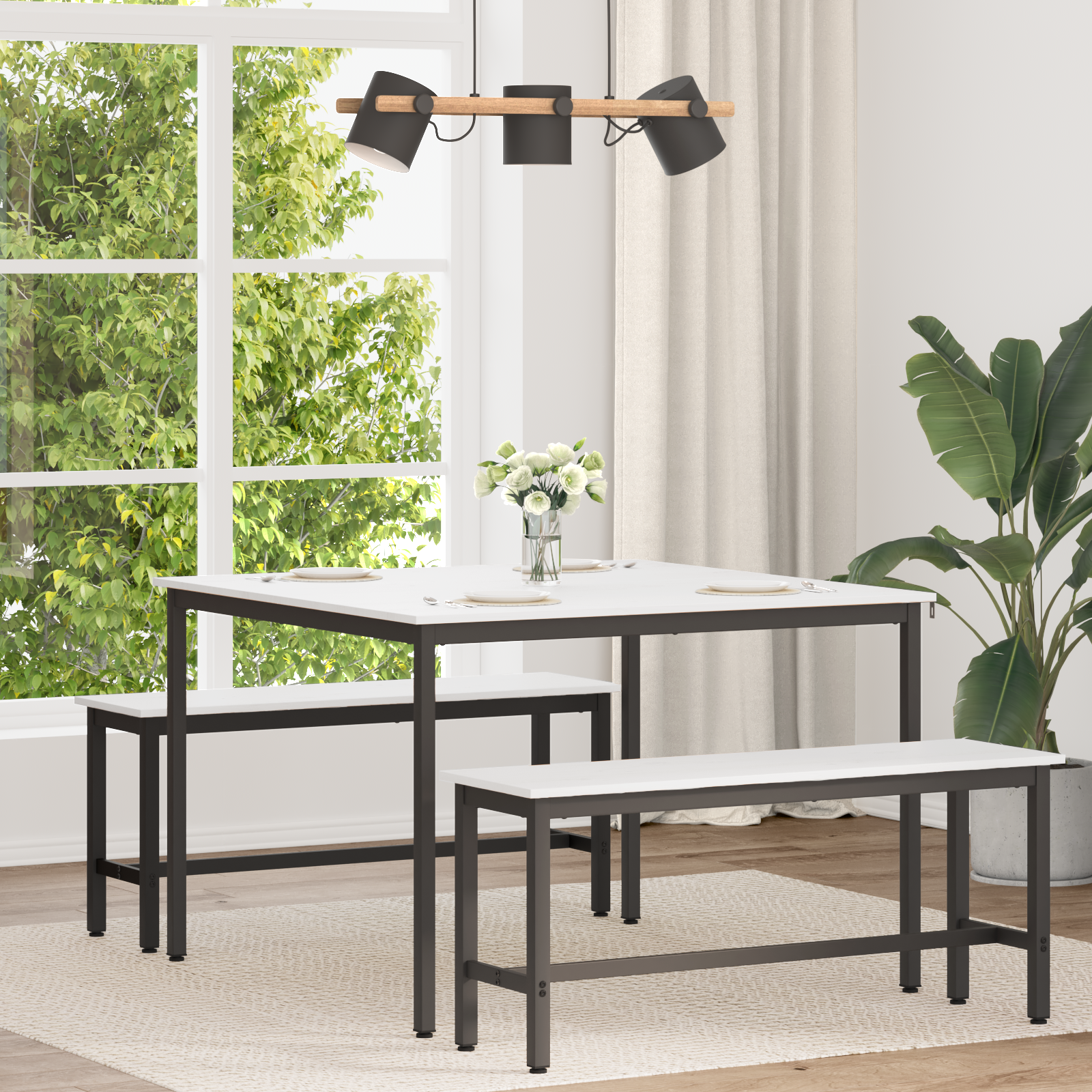 Valgomojo stalas Balta 110 x 110 x 75 cm Kietos pušies mediena