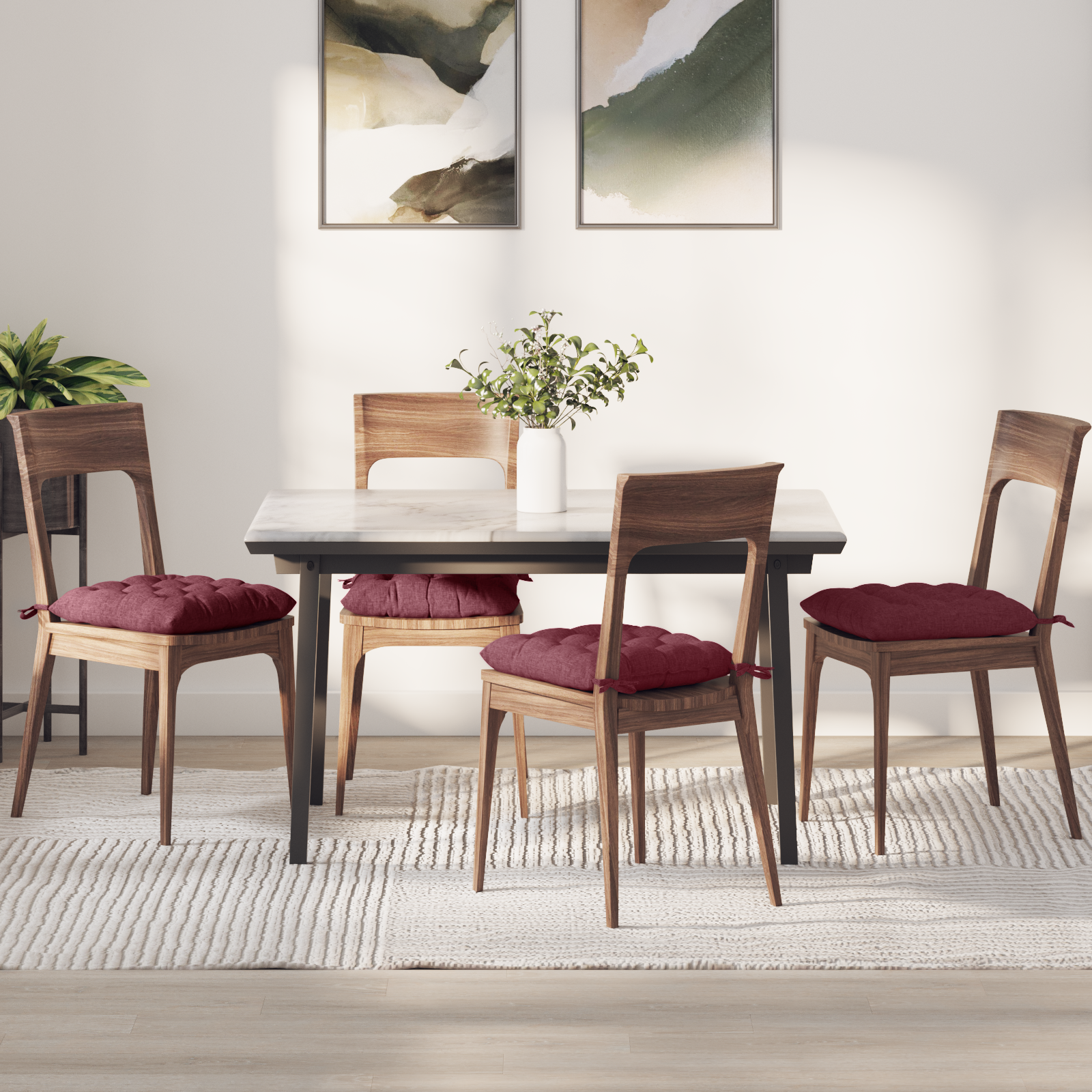Sėdynių pagalvėlės 2 pcs Vyno raudona 40 x 40 x 6 cm audinys