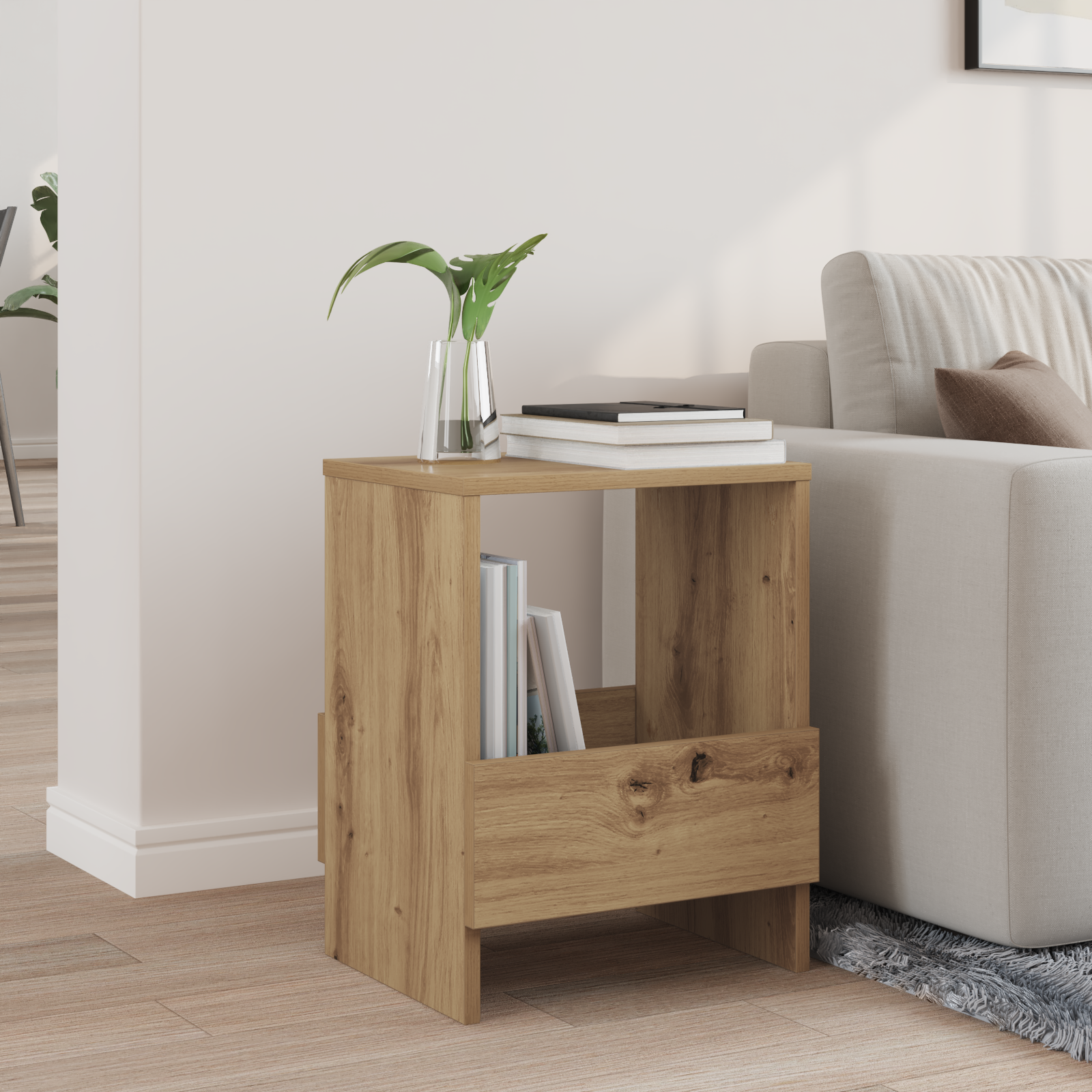 Magazine rack Artisanal oak 35 x 30 x 45 cm