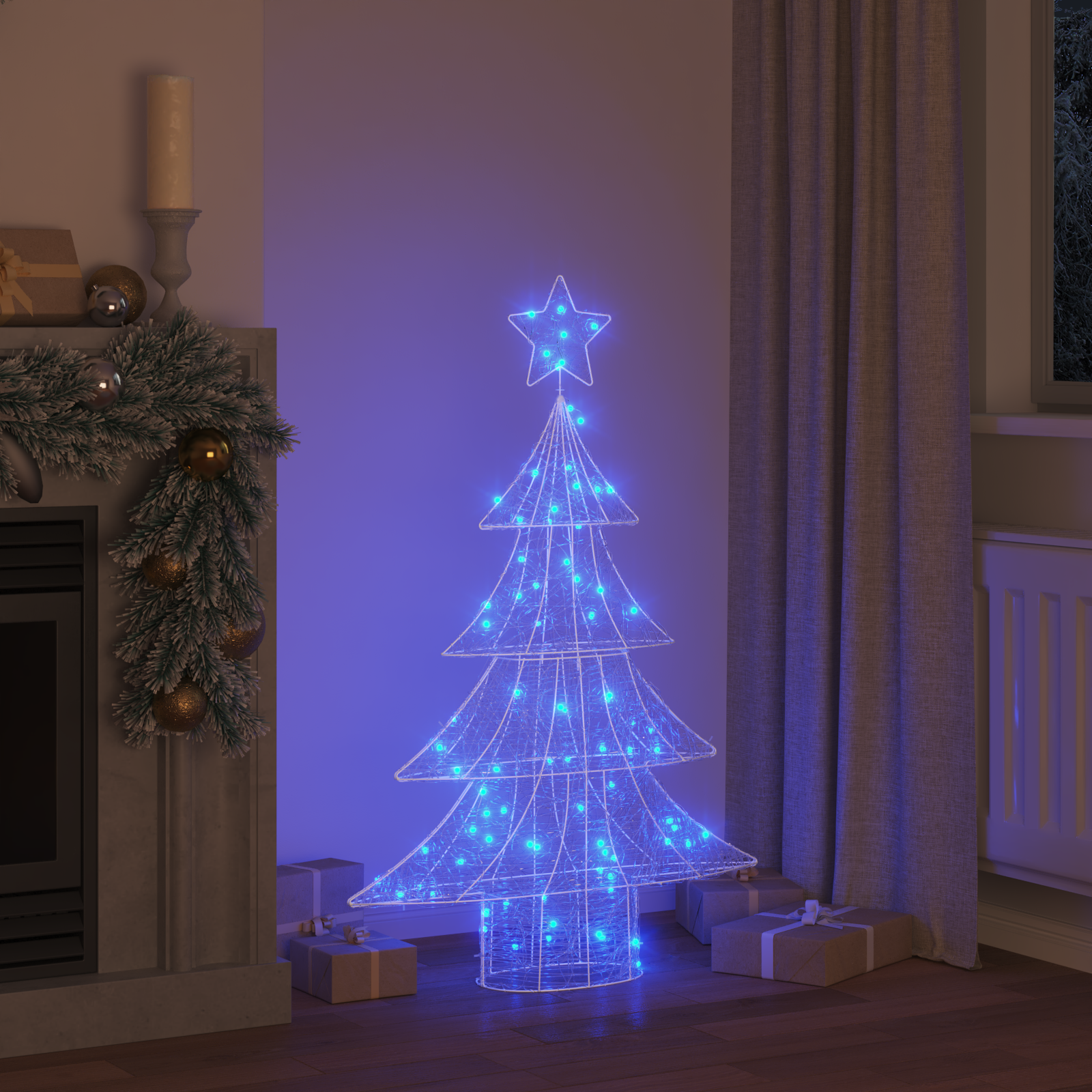 Ziemassvētku eglīte ar 100 LED, zila, 120 cm, akrils