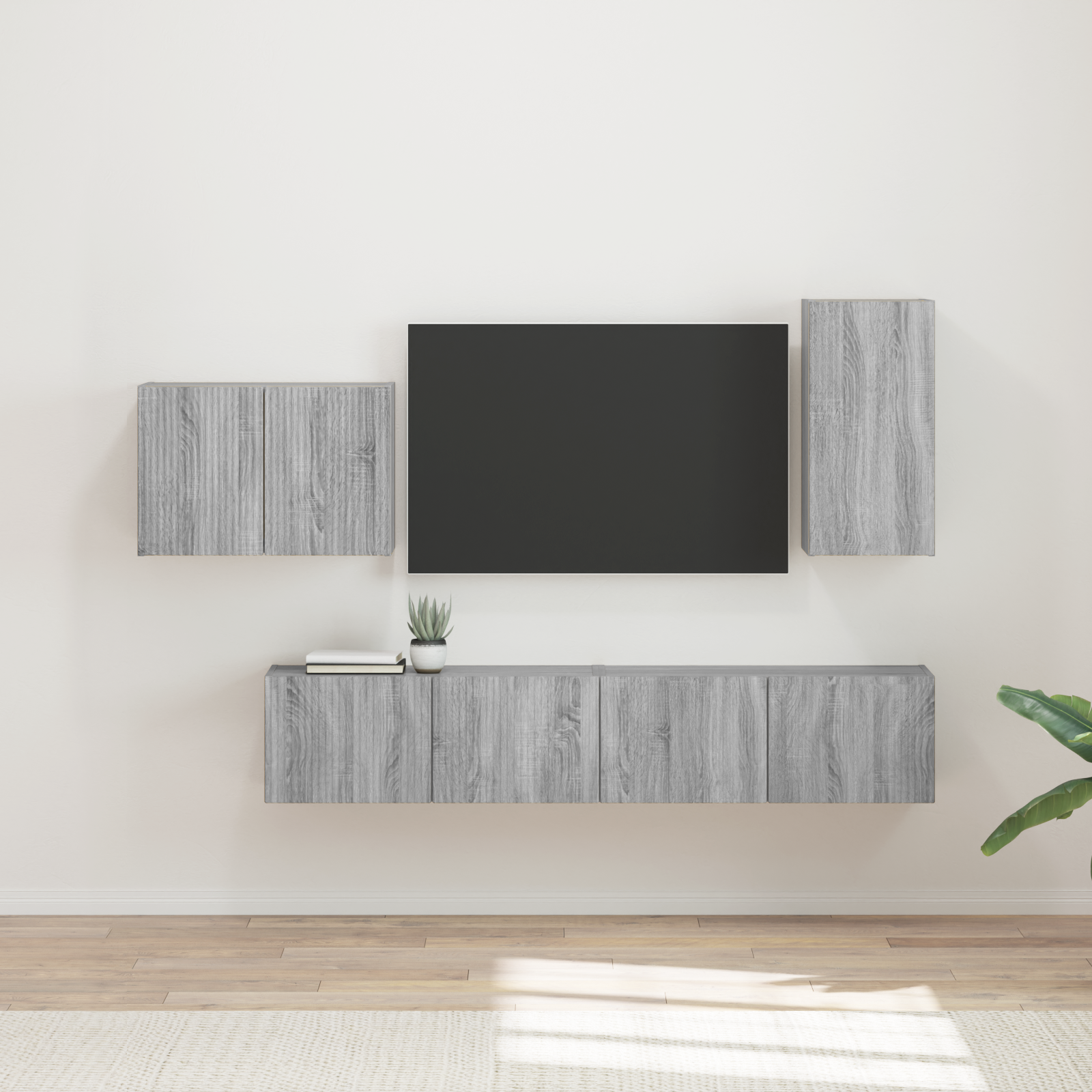 TV sieninio kabineto komplektas 4 pcs Pilkas Sonoma