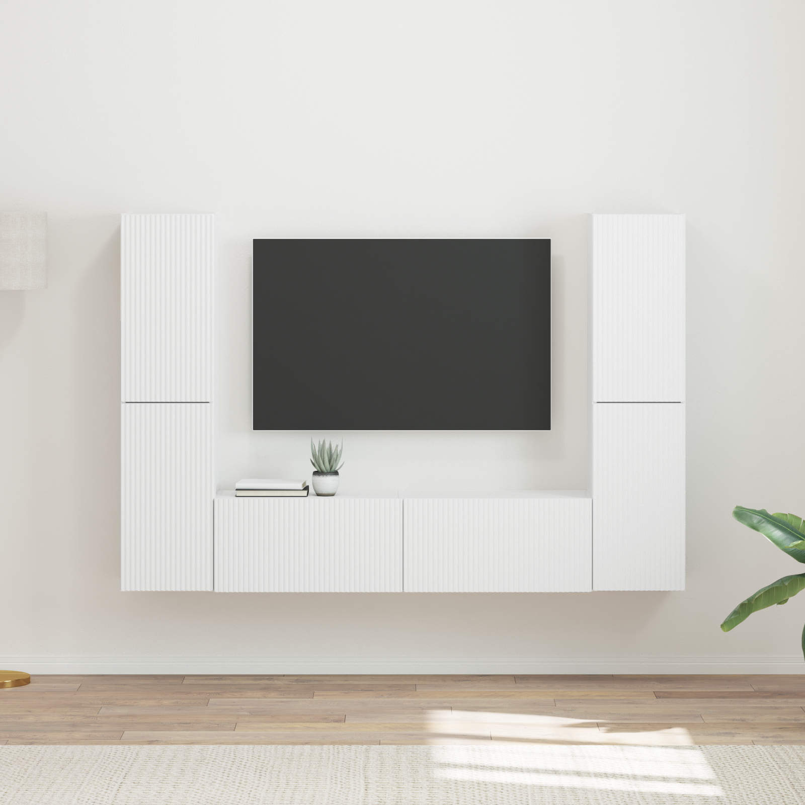 TV spintelių komplektas 6 pcs Balta Apdirbta mediena