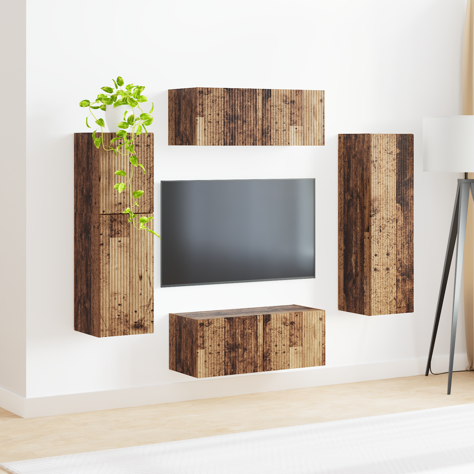 TV Cabinet Set 4 pcs Old Wood Engineered Wood