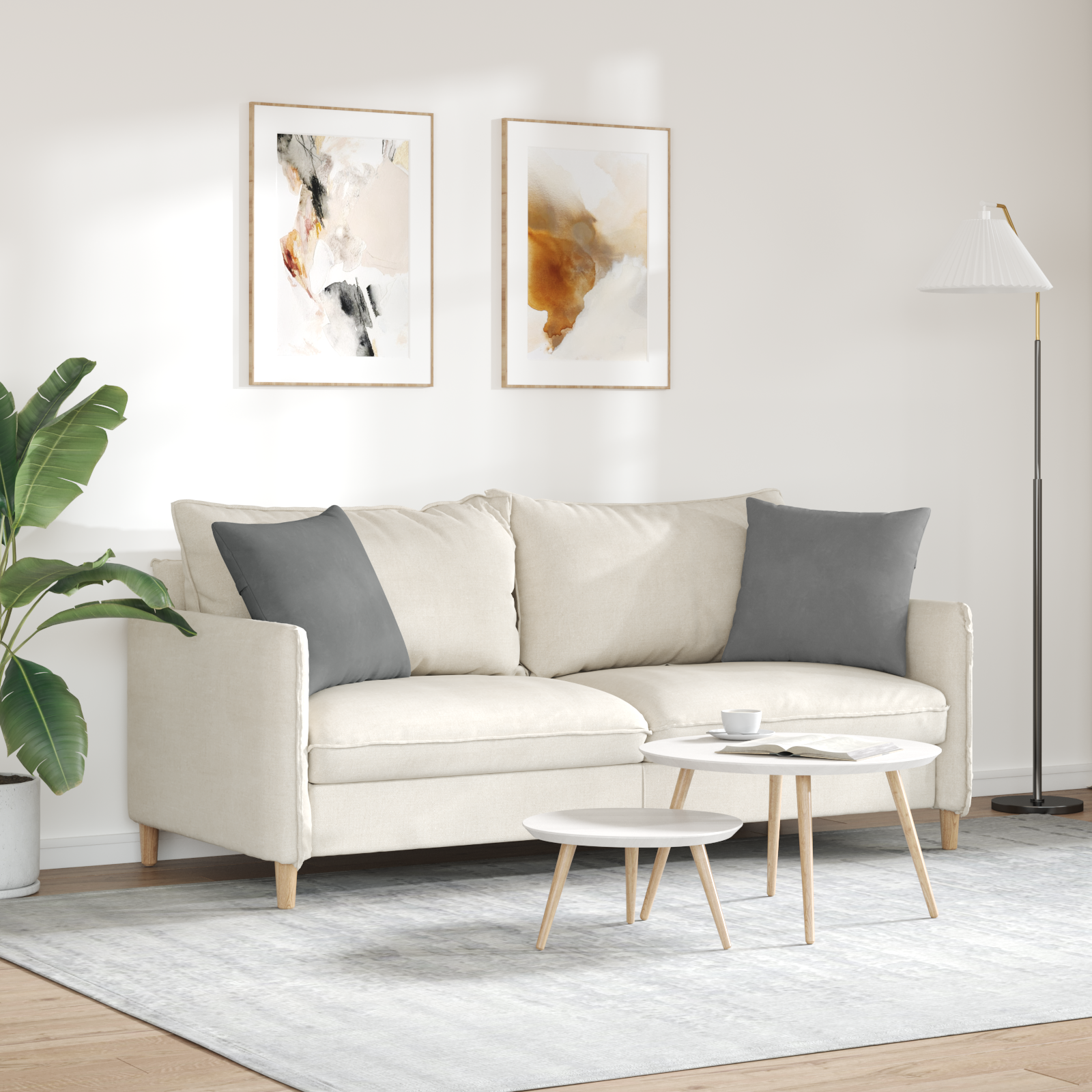 Sofa Pagalvės 2 pcs Tamsiai pilka 45 x 45 cm audinys