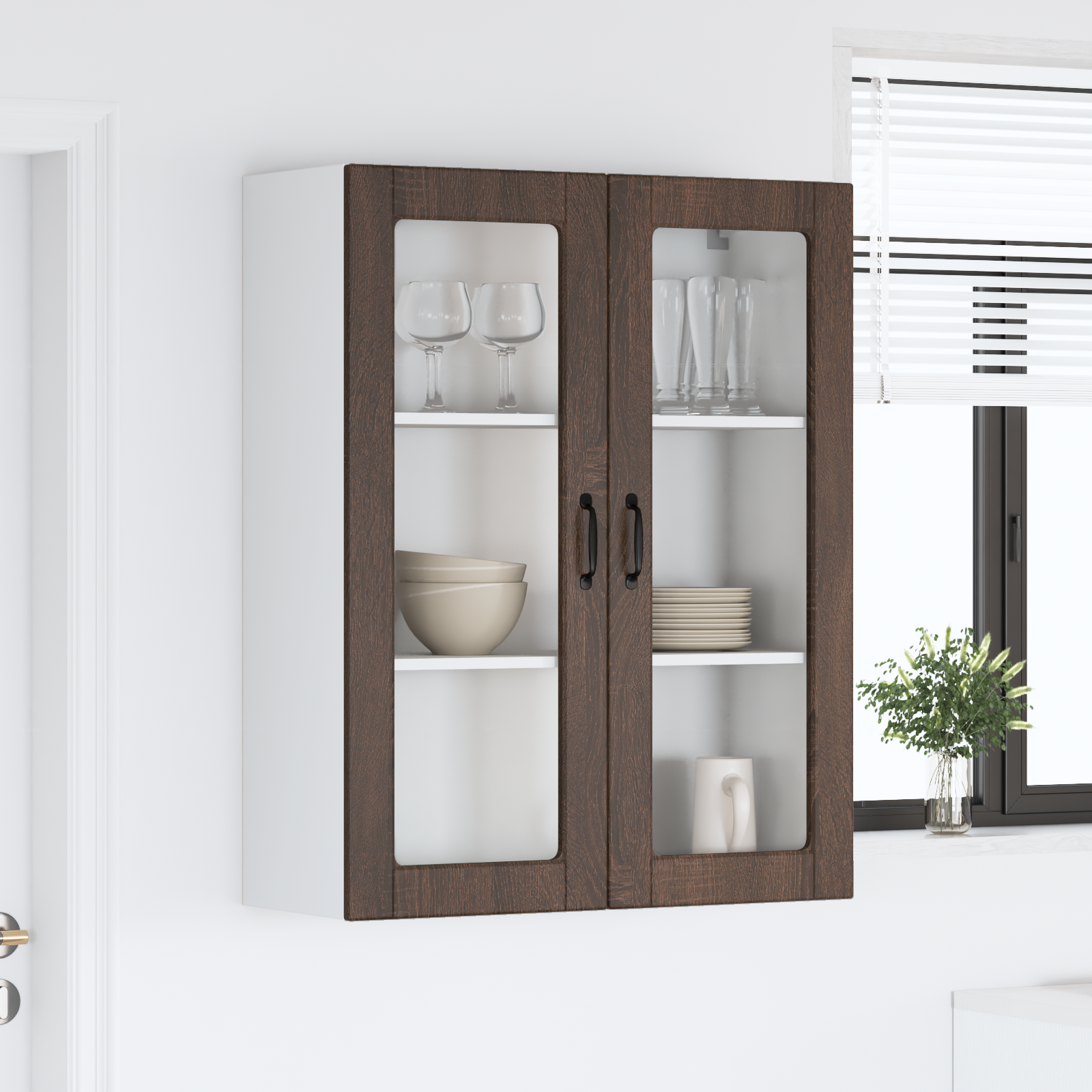 Wall kitchen cabinet Brown oak 80 x 31 x 100 cm