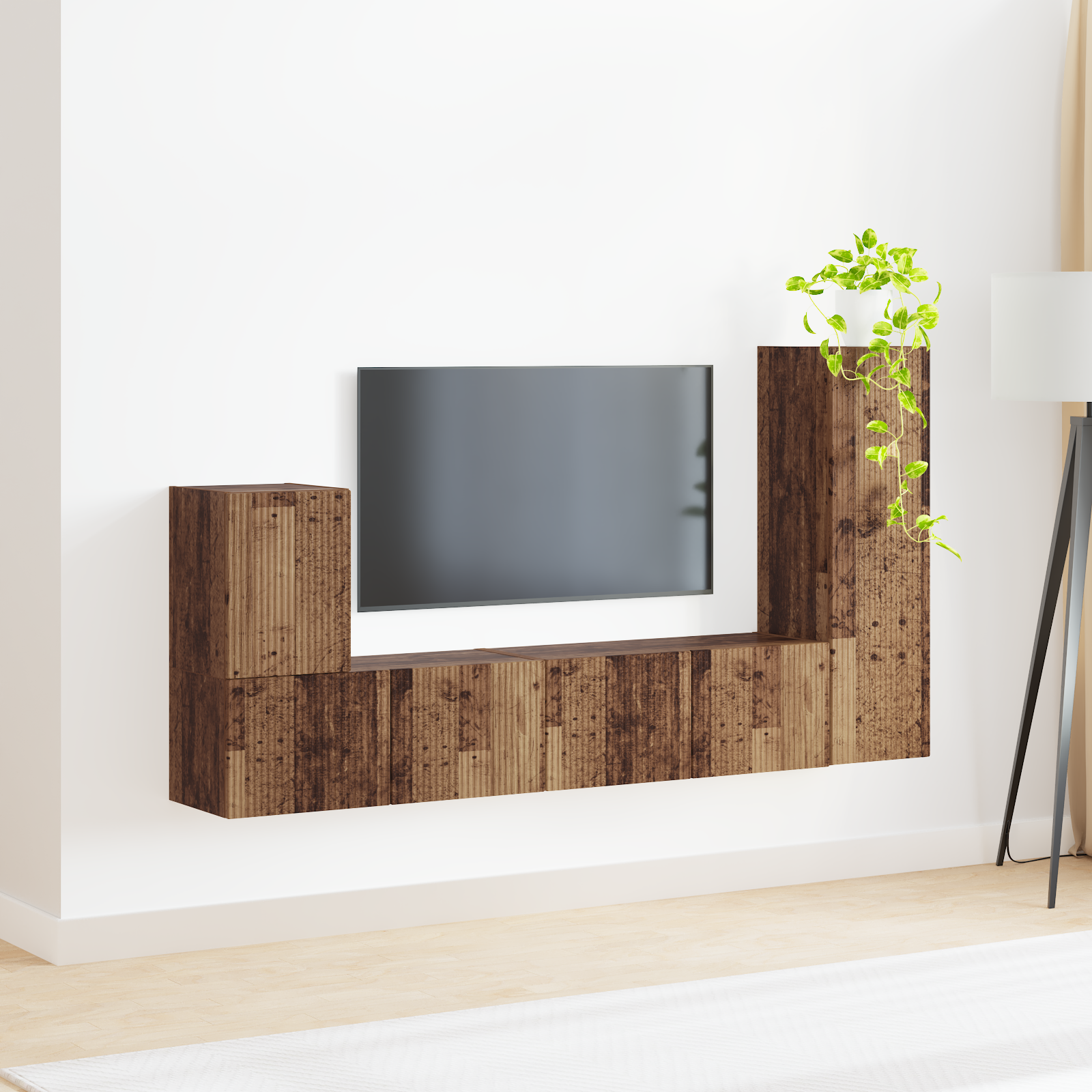 TV skapju komplekts 3 gab. Vecs koks Apstrādāta koksne