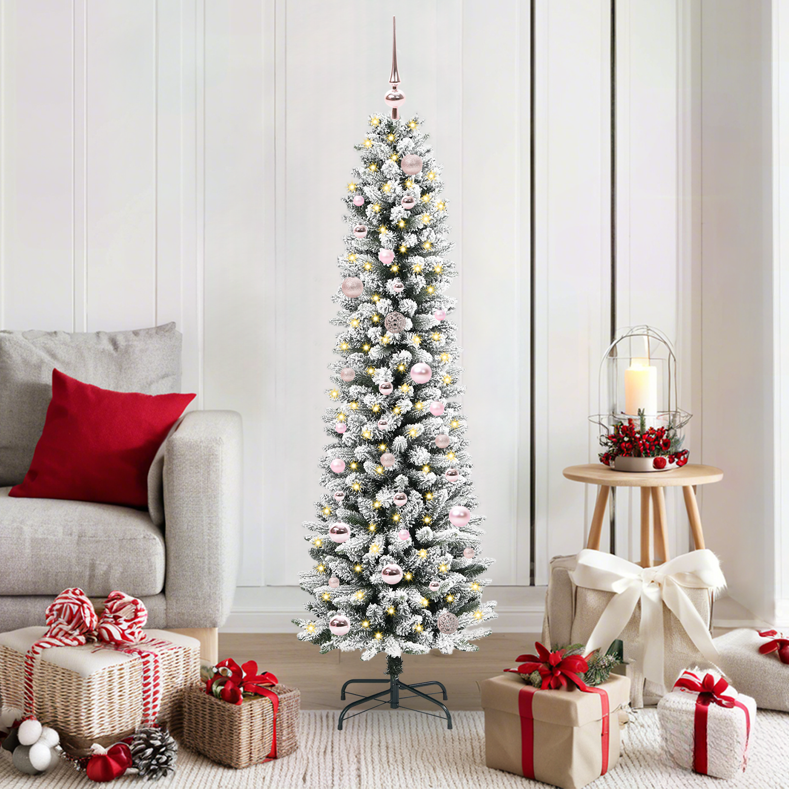 Dirbtinė Kalėdų eglutė AK SNOW, su 150 LED stovu Žalia ir balta 150 cm.