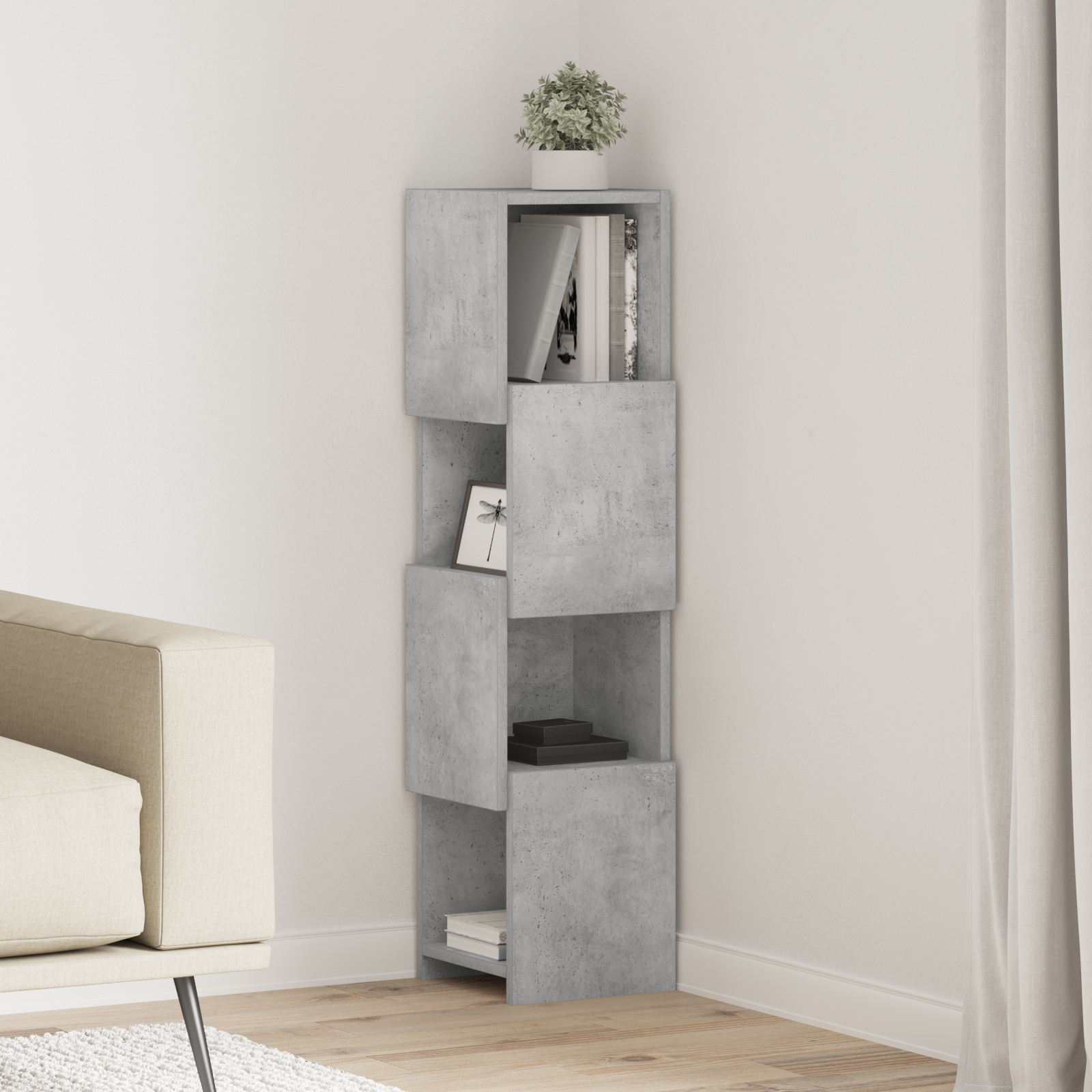 Kampinė spintelė Betono pilka 25,5x25x102cm Apdirbta mediena