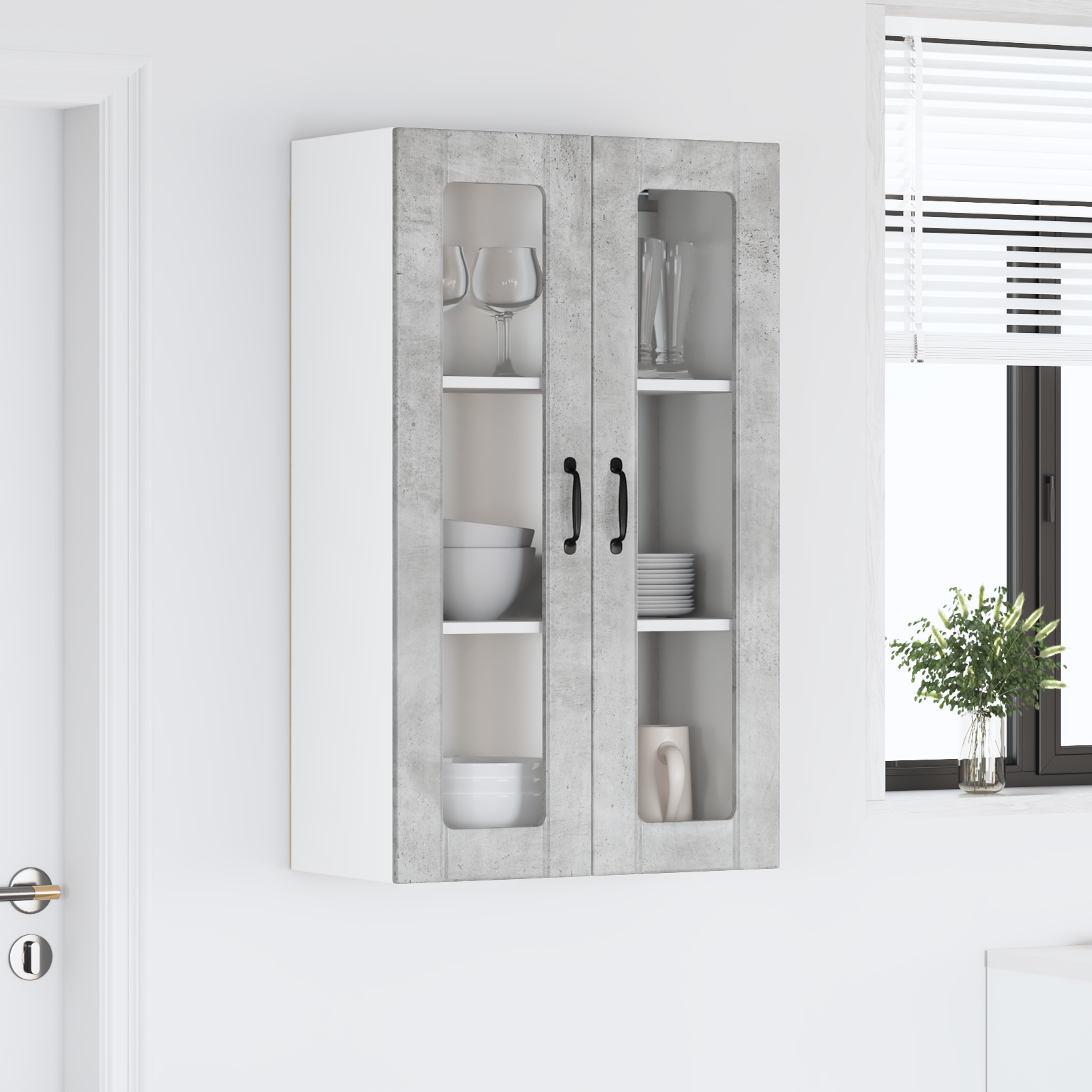 Virtuvės sieninė spintelė Betono pilka 60 x 31 x 100 cm