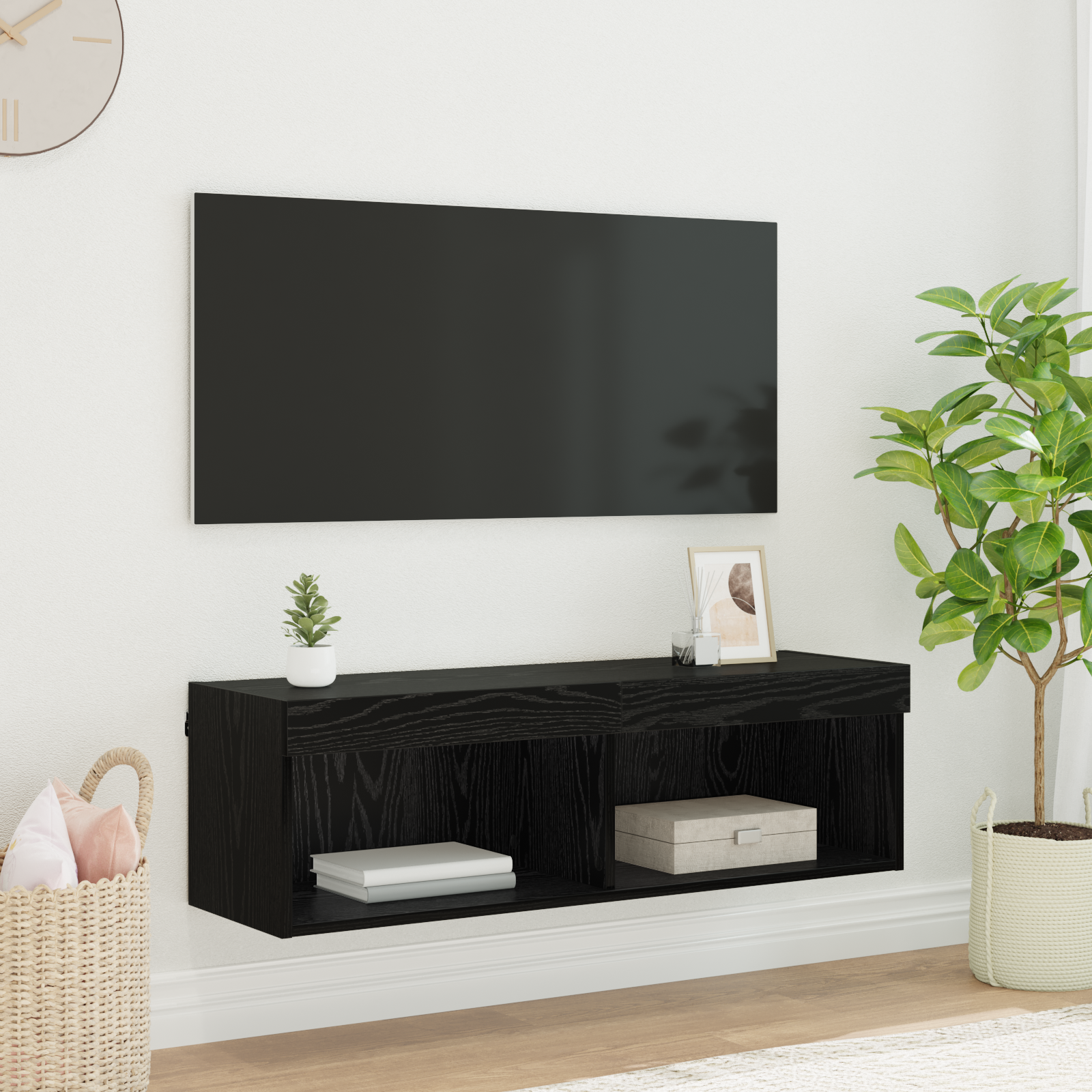 TV sieninė spintelė Panama Juodas ąžuolas 100 x 30 x 30 cm