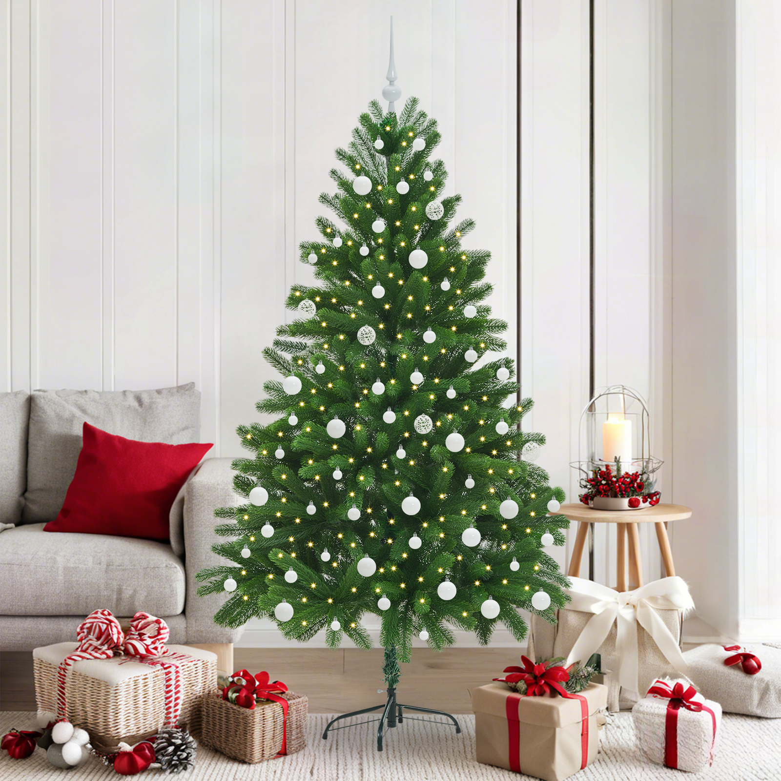 Kalėdų eglutė su 300 LED s stovu Žalia 180 cm PE