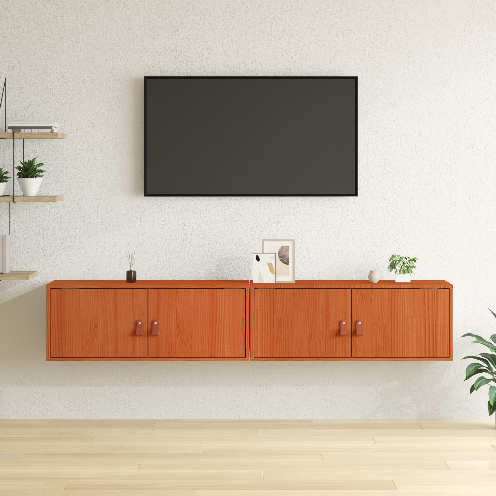 Wall Cabinet with Shelf 2 pcs Wax Brown 80 x 30 x 30 cm
