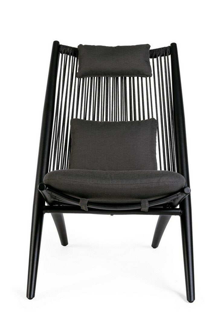 ALOHA lounge chair, black, rope