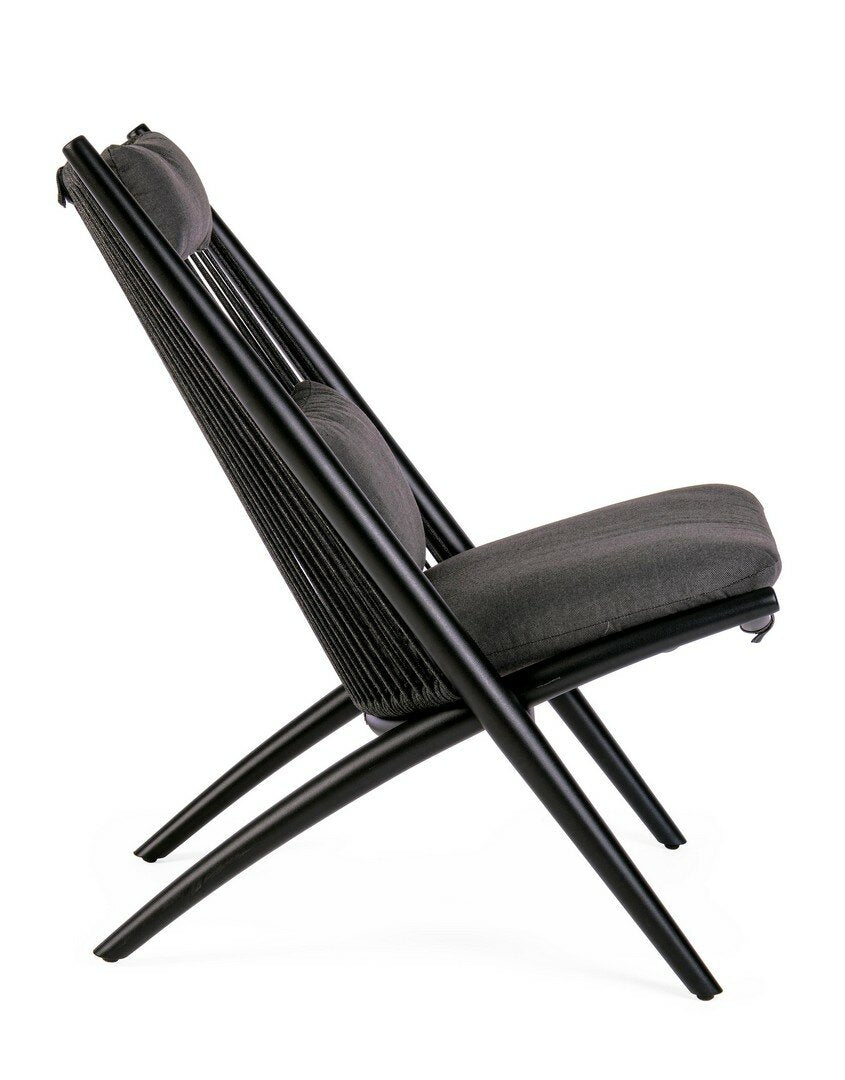 ALOHA lounge chair, black, rope