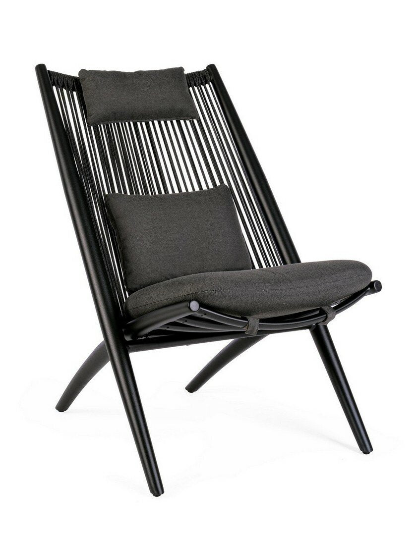 ALOHA lounge chair, black, rope