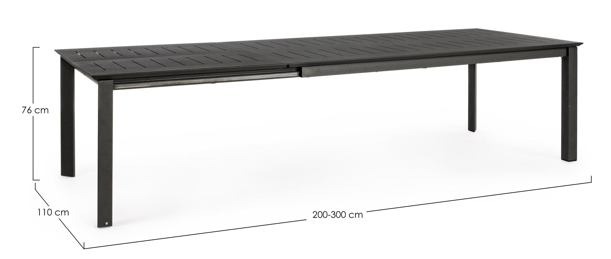 Išskleidžiamas stalas KONNOR CHARCOAL, 200–300x110 cm