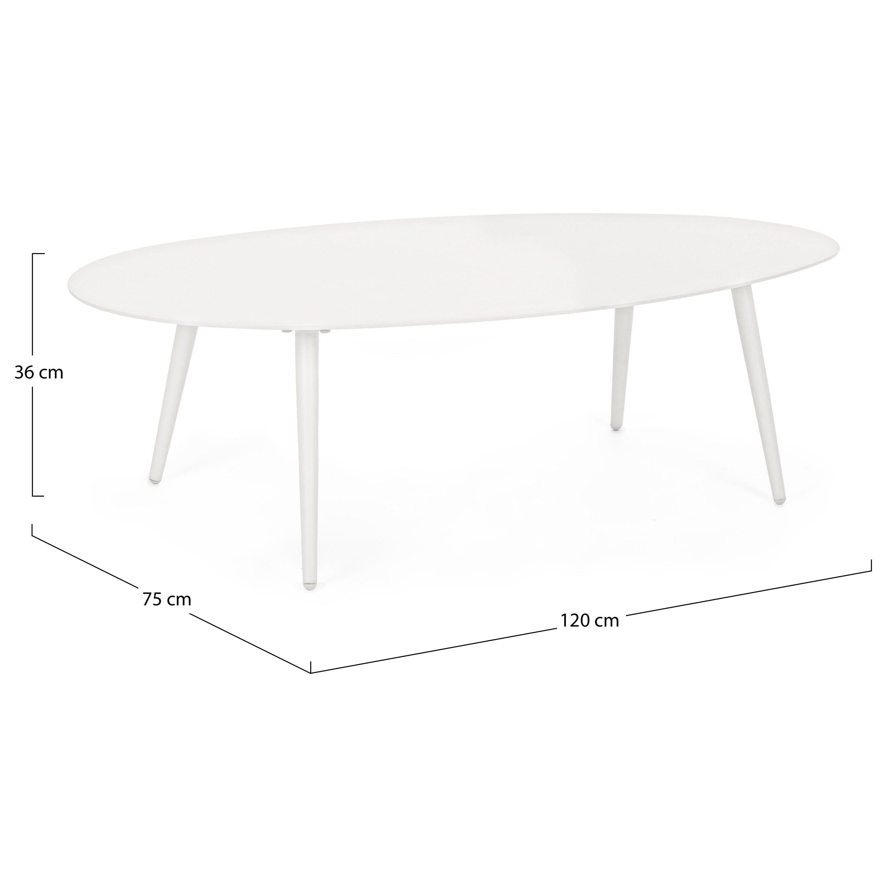 RIDLEY lauko kavos staliukas, 120X75cm, baltas