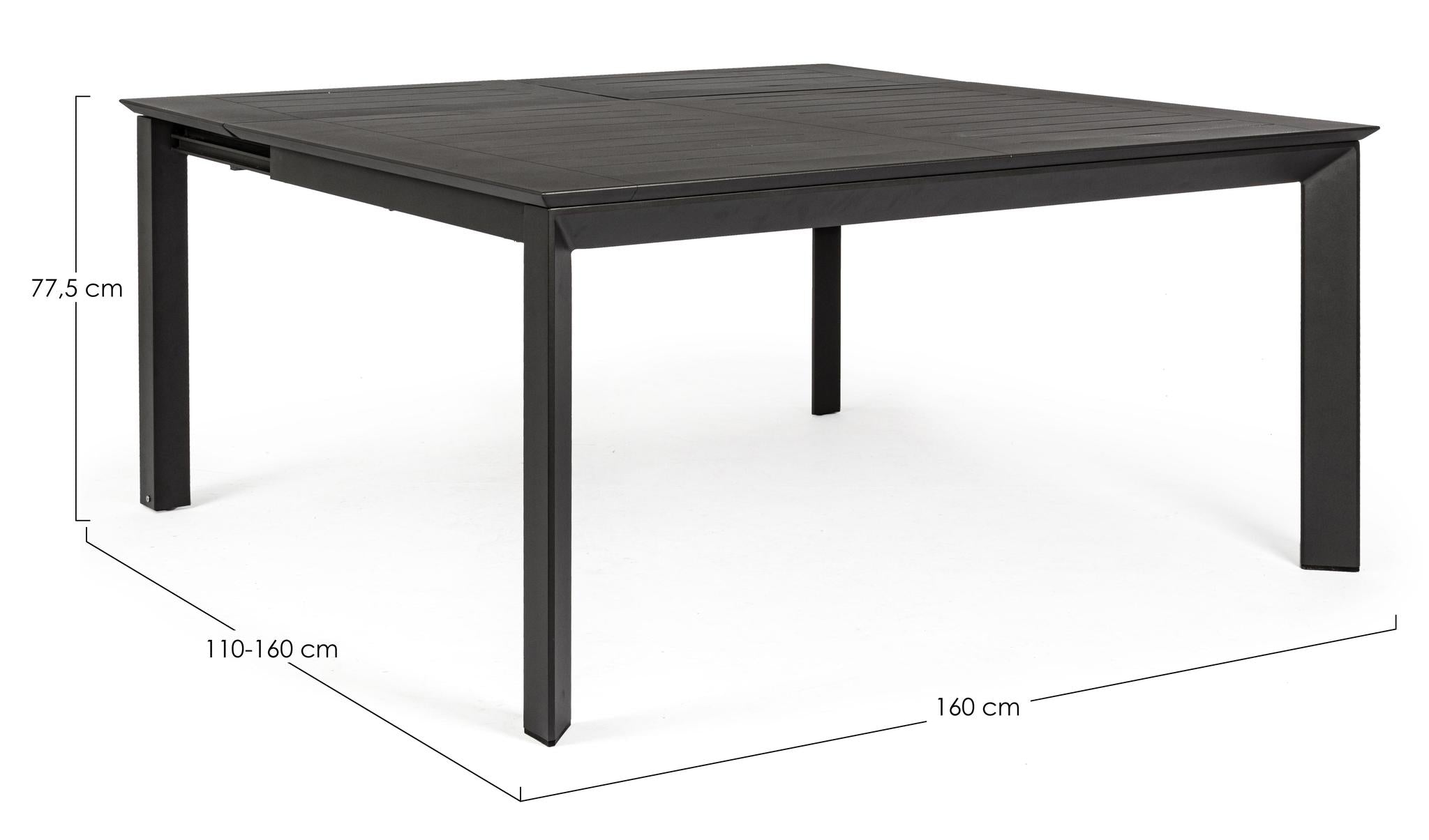 Išskleidžiamas stalas KIPLIN CHARCOAL, 160–210x110 cm