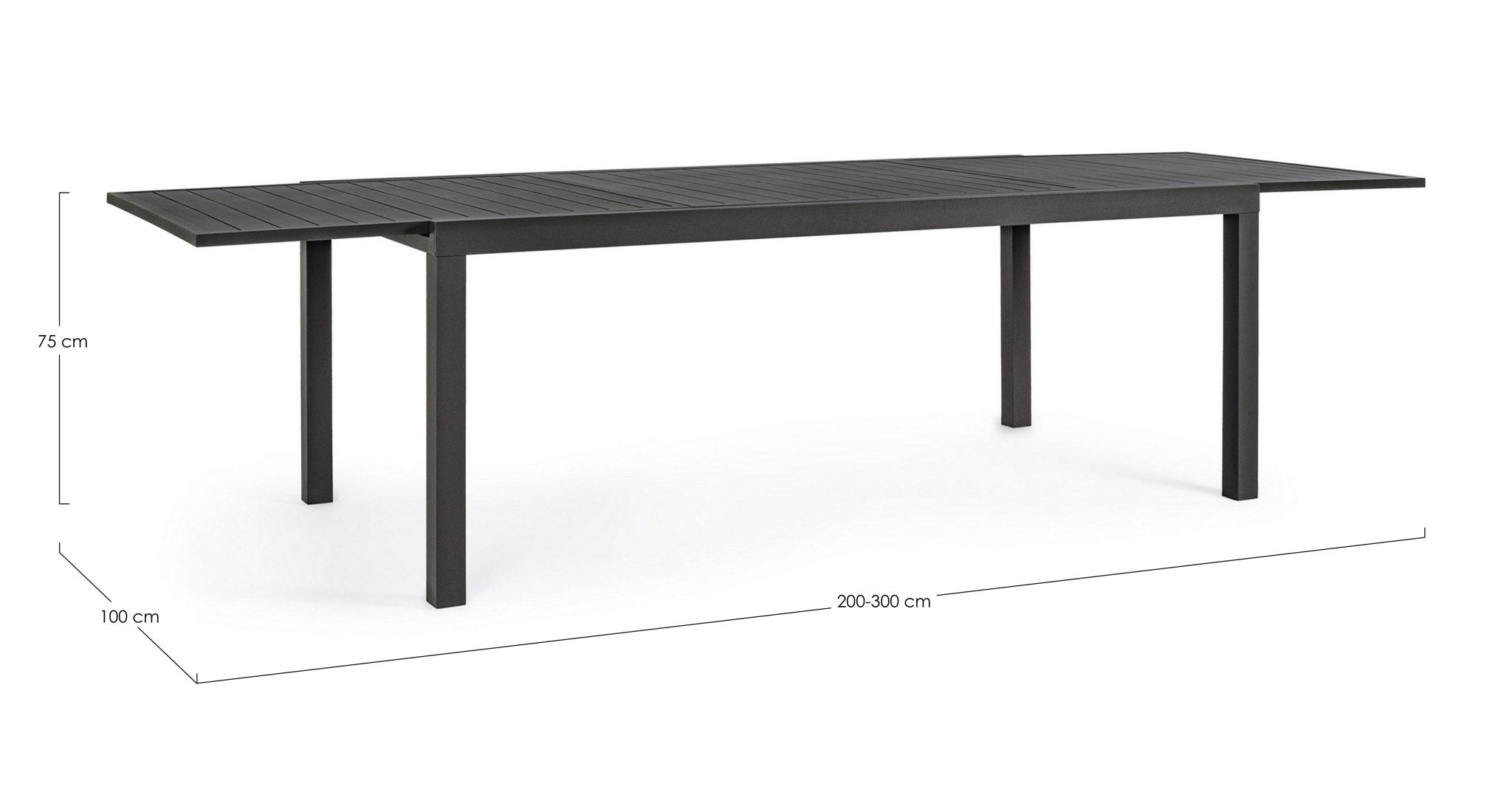 Išskleidžiamas lauko stalas HILDE, grafito spalvos 200–300x100