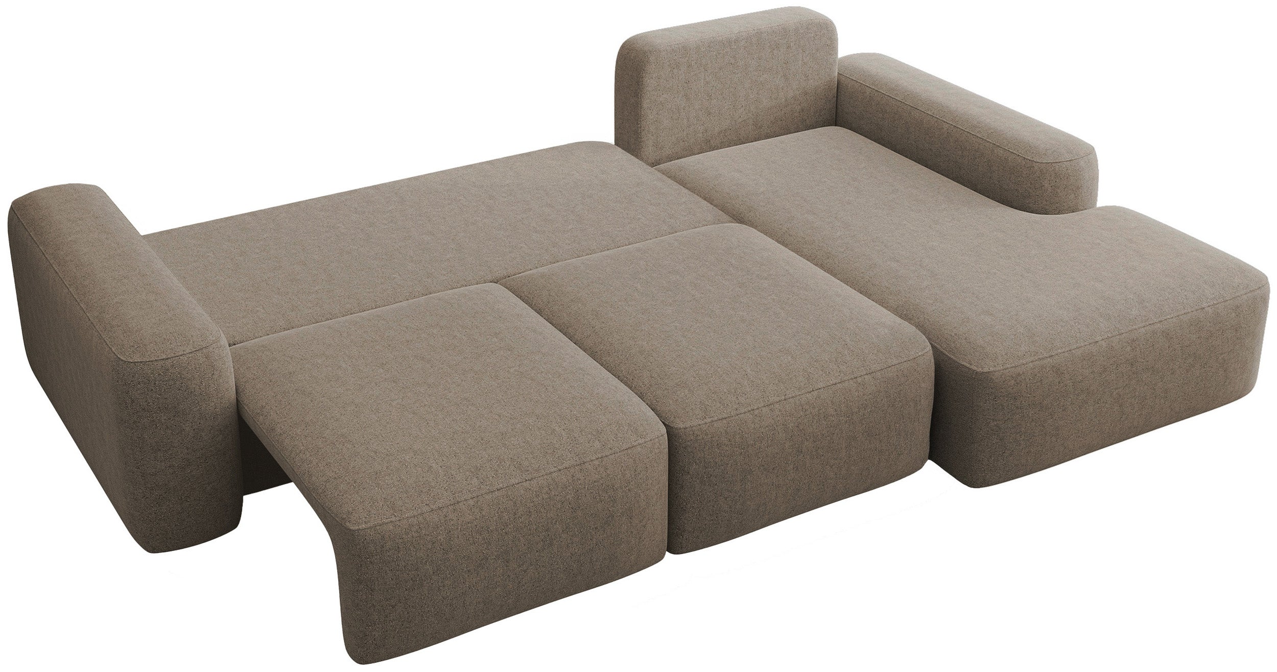 Kampinė sofa CARNOS, šviesiai rudos spalvos šenilas