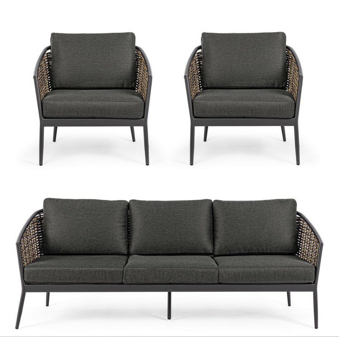 Garden furniture set MARIBELA, anthracite, rope