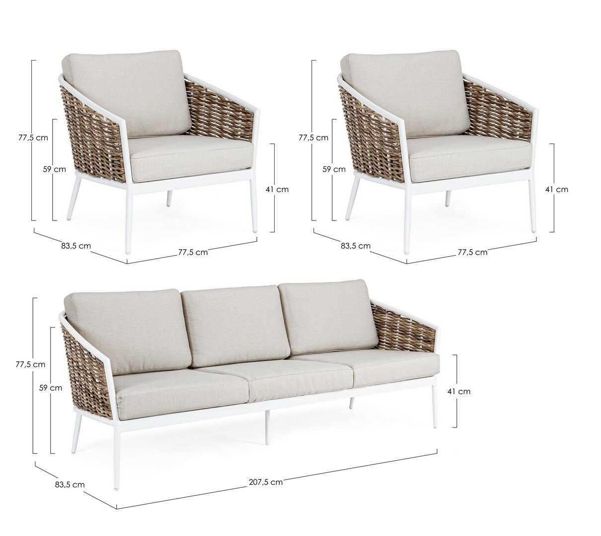 Garden set MARIBELA, white, rope