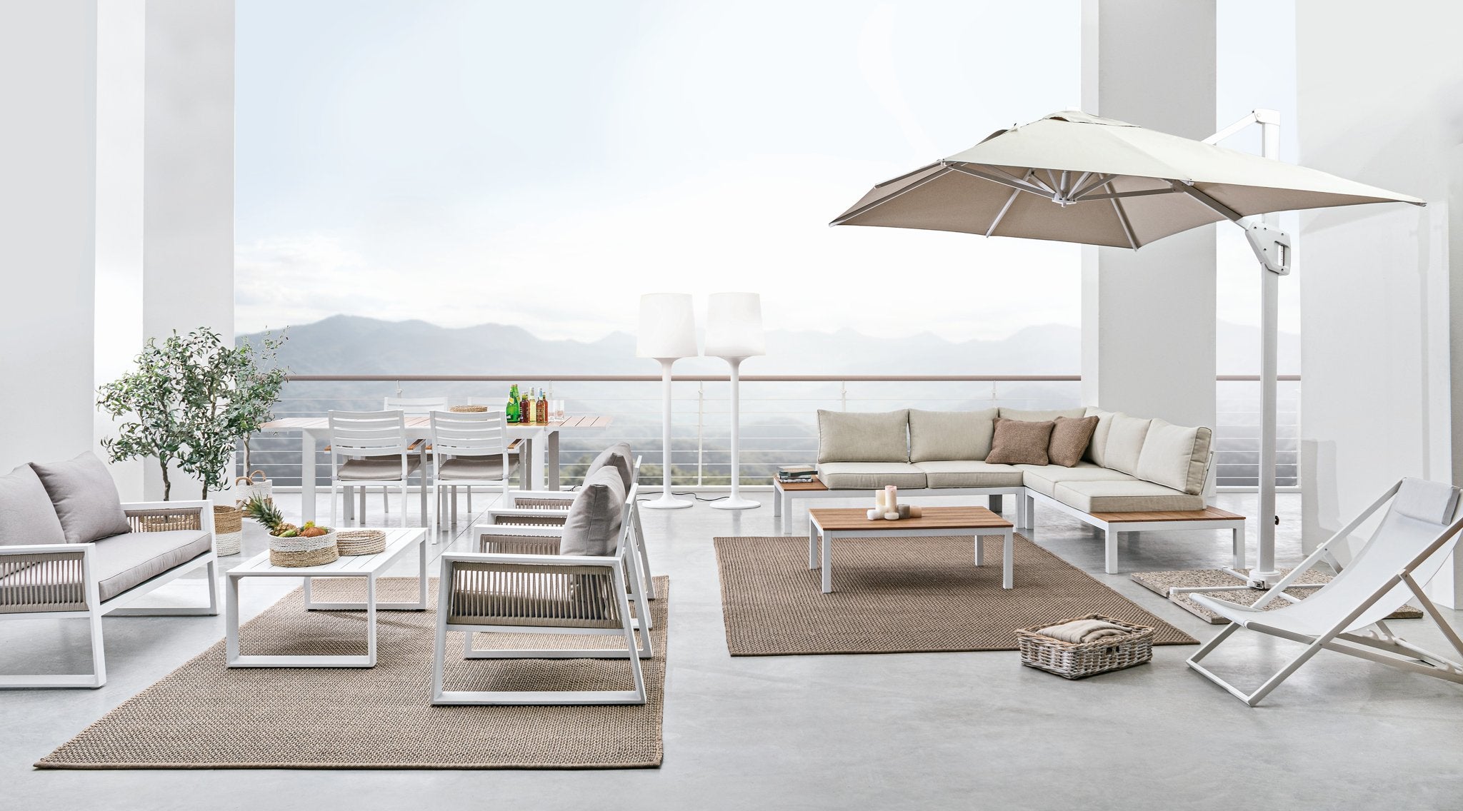 Išskleidžiamas lauko stalas BELMAR, baltas 160–240x100